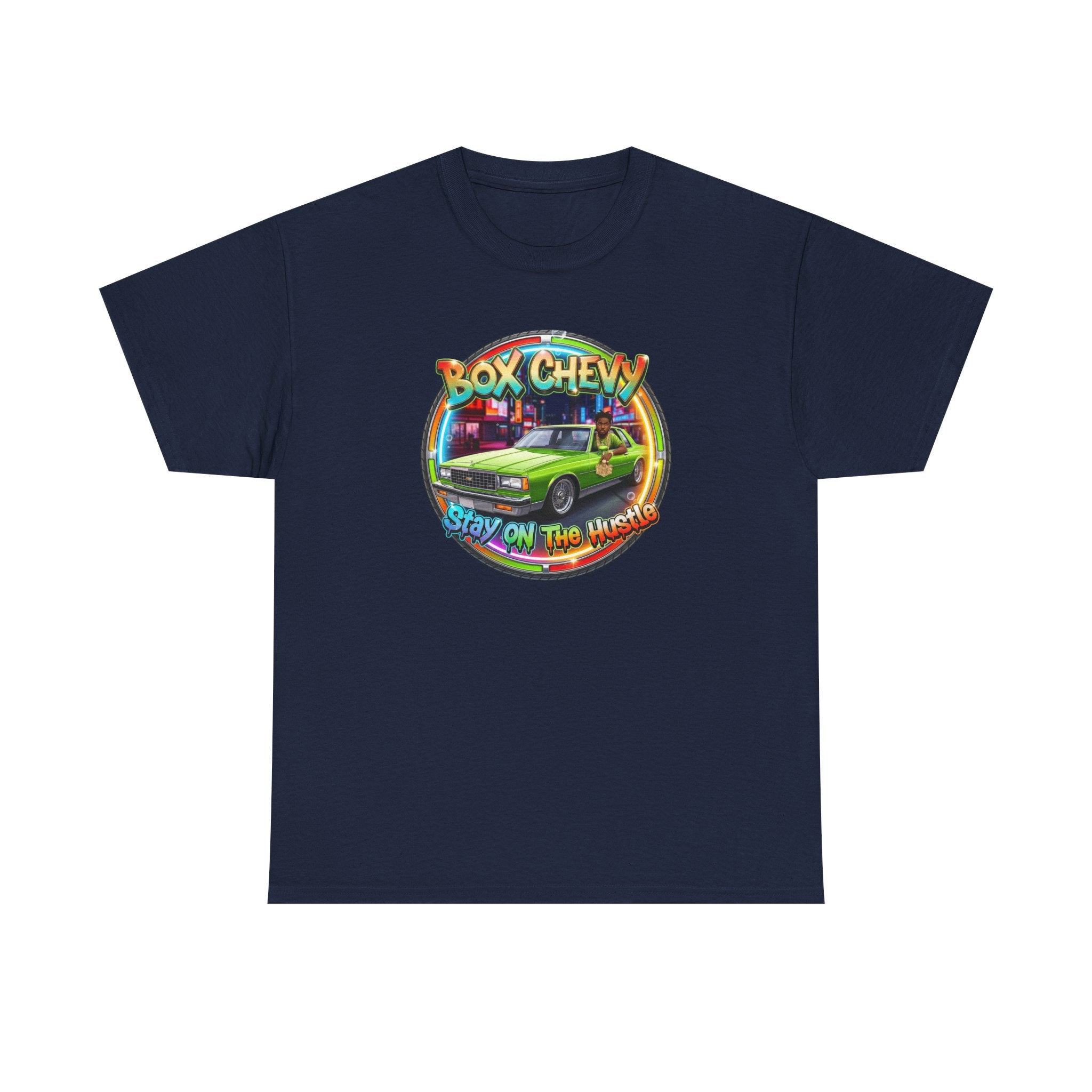 Vintage Chevy Truck Tee — "Box Chevy Stay On The Hustle" Retro Car Graphic Shirt