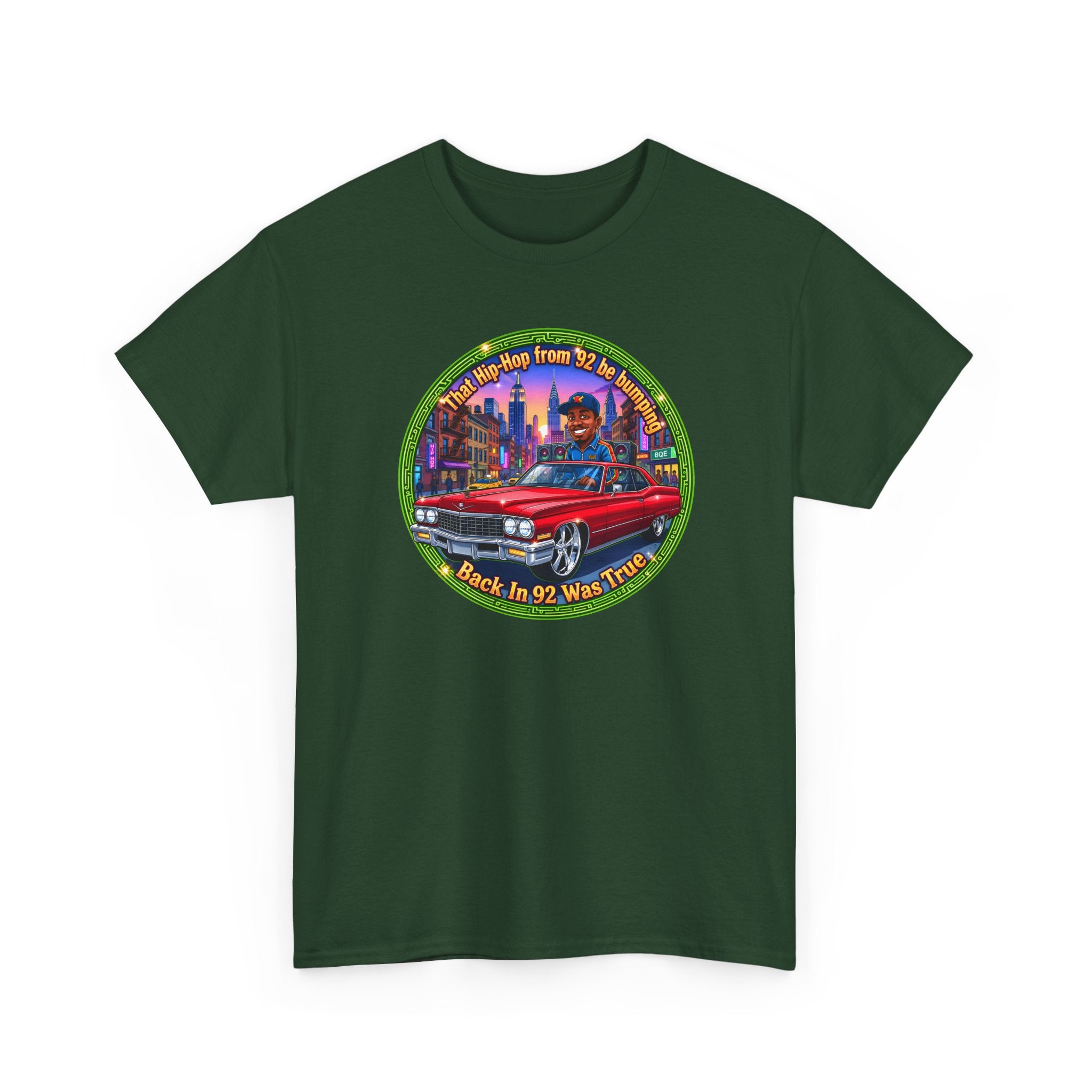Vintage Red Convertible T-Shirt – “That Hip-hop From 92 Be Bumping" Retro City Cruise Tee