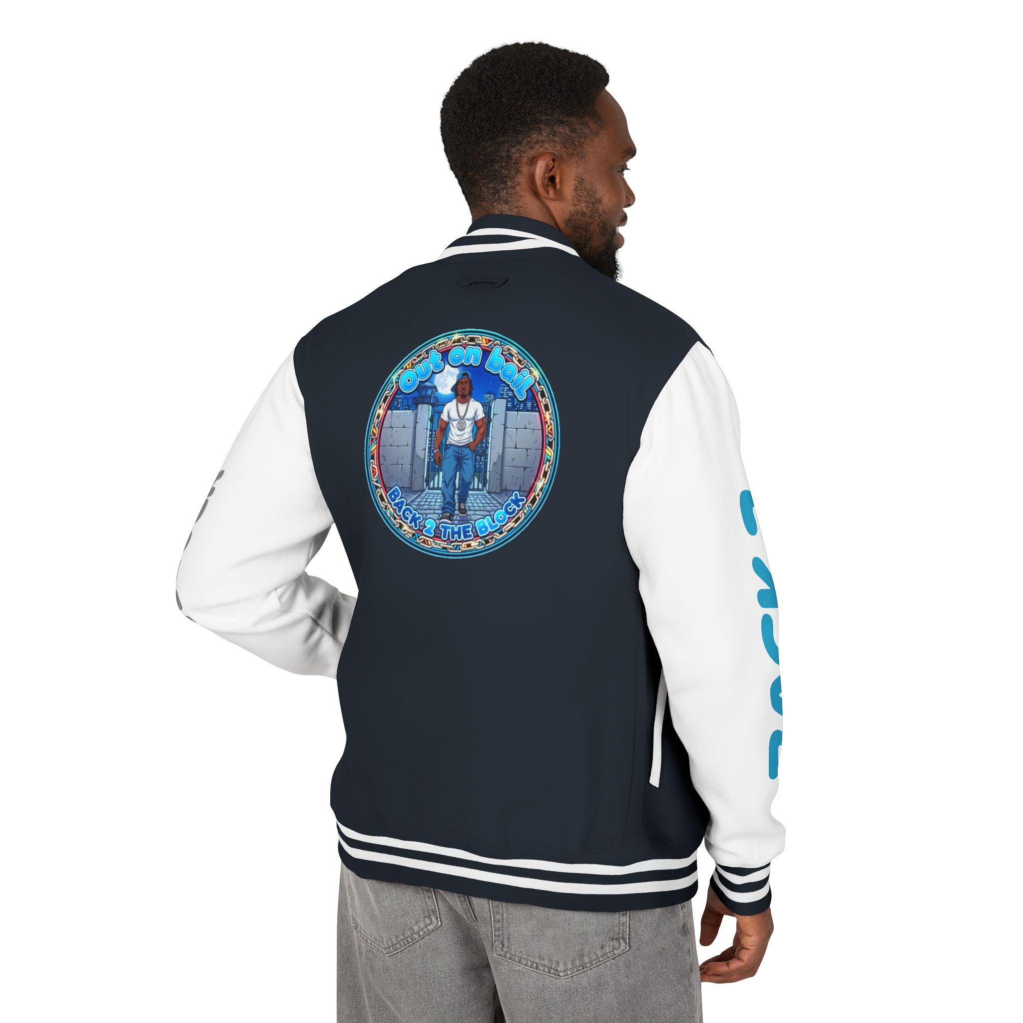 Letterman Jacket — 'Back 2 The Block' Retro Streetwear Patch Jacket