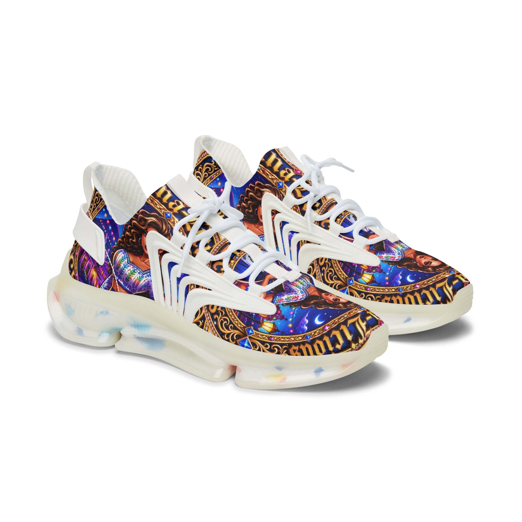 Women's Mesh Sneakers —"Chapina-Licious "Vibrant Saint-inspired Graphic Athletic Shoes
