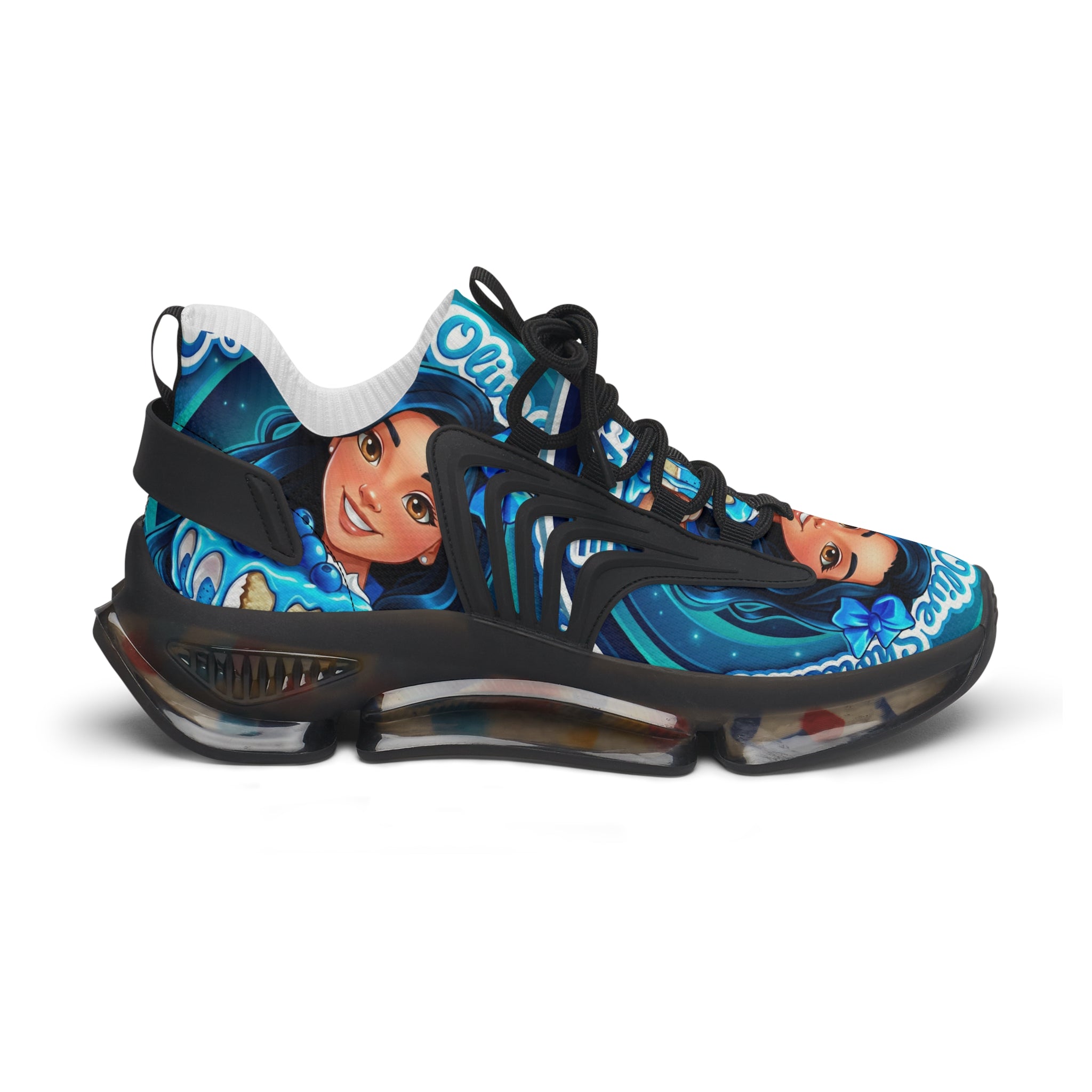Women's Mesh Sneakers — "Ceylon Blue Olive Shortcake "Graphic Athletic Shoes