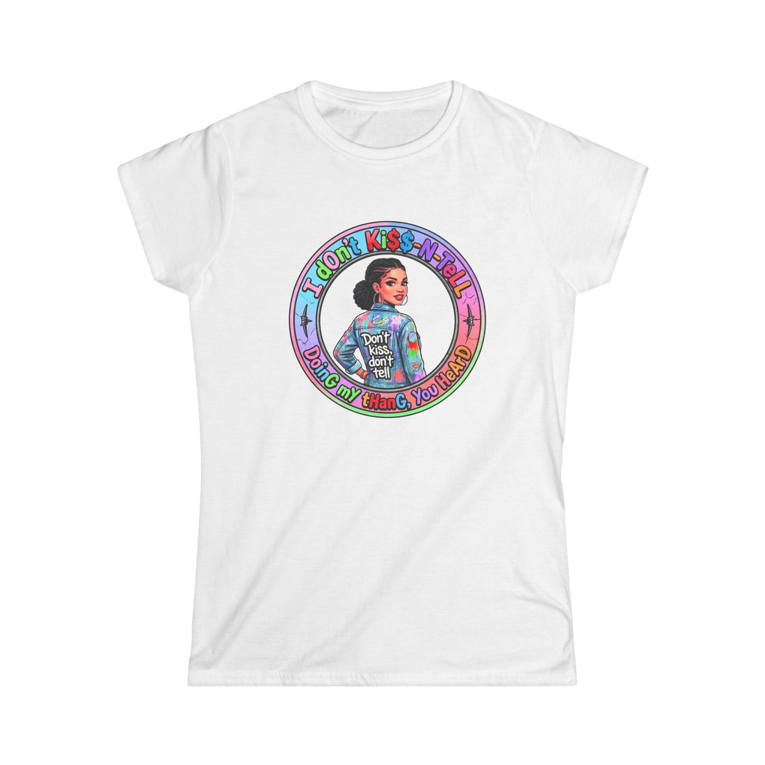 Women's Tee — 'I Don't Kiss-N-Tell" Vintage-Inspired Afro Pride Graphic