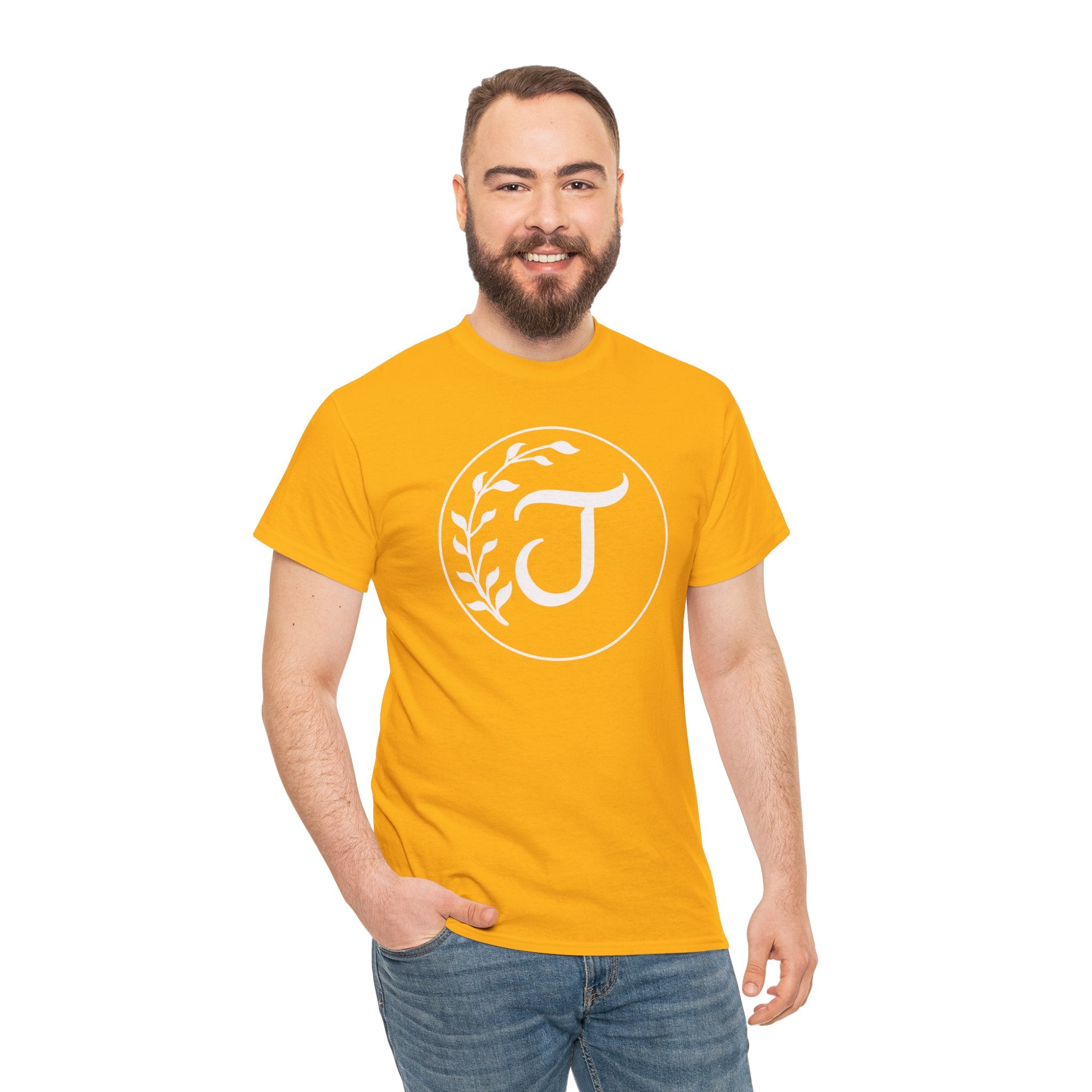 White Tee with Subtle "Floral J " Jesus Christ "— Minimalist Japanese Character T-Shirt