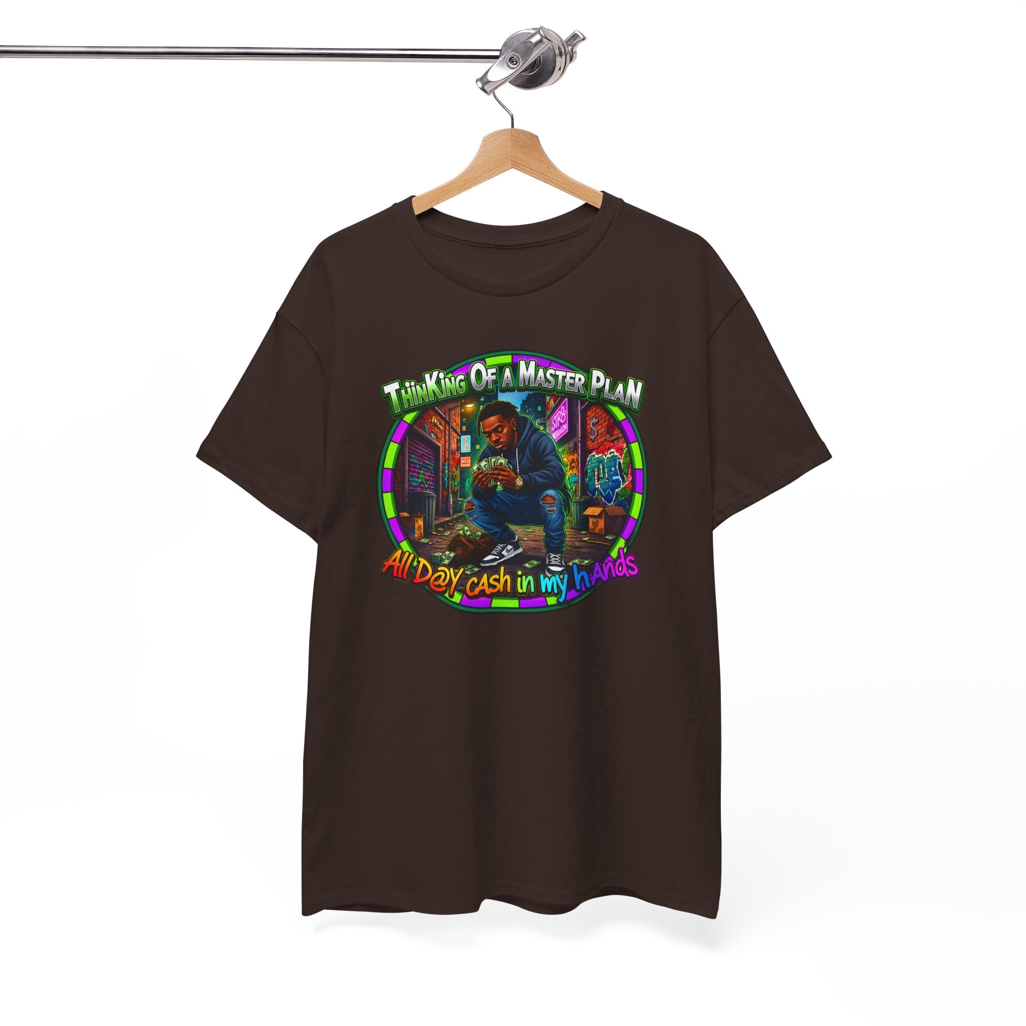 T-Shirt — "Thinking of a Master Plan" Colorful Retro Hip-Hop Graphic Tee