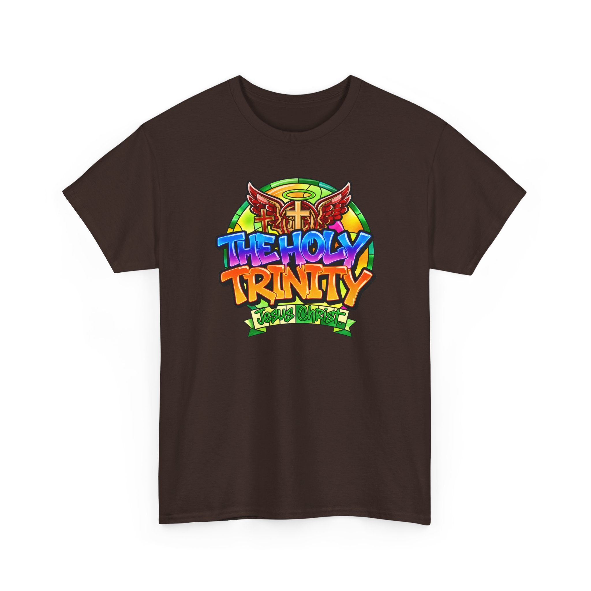 Holy Trinity Graphic Tee — Colorful Faith-Inspired Streetwear T-Shirt