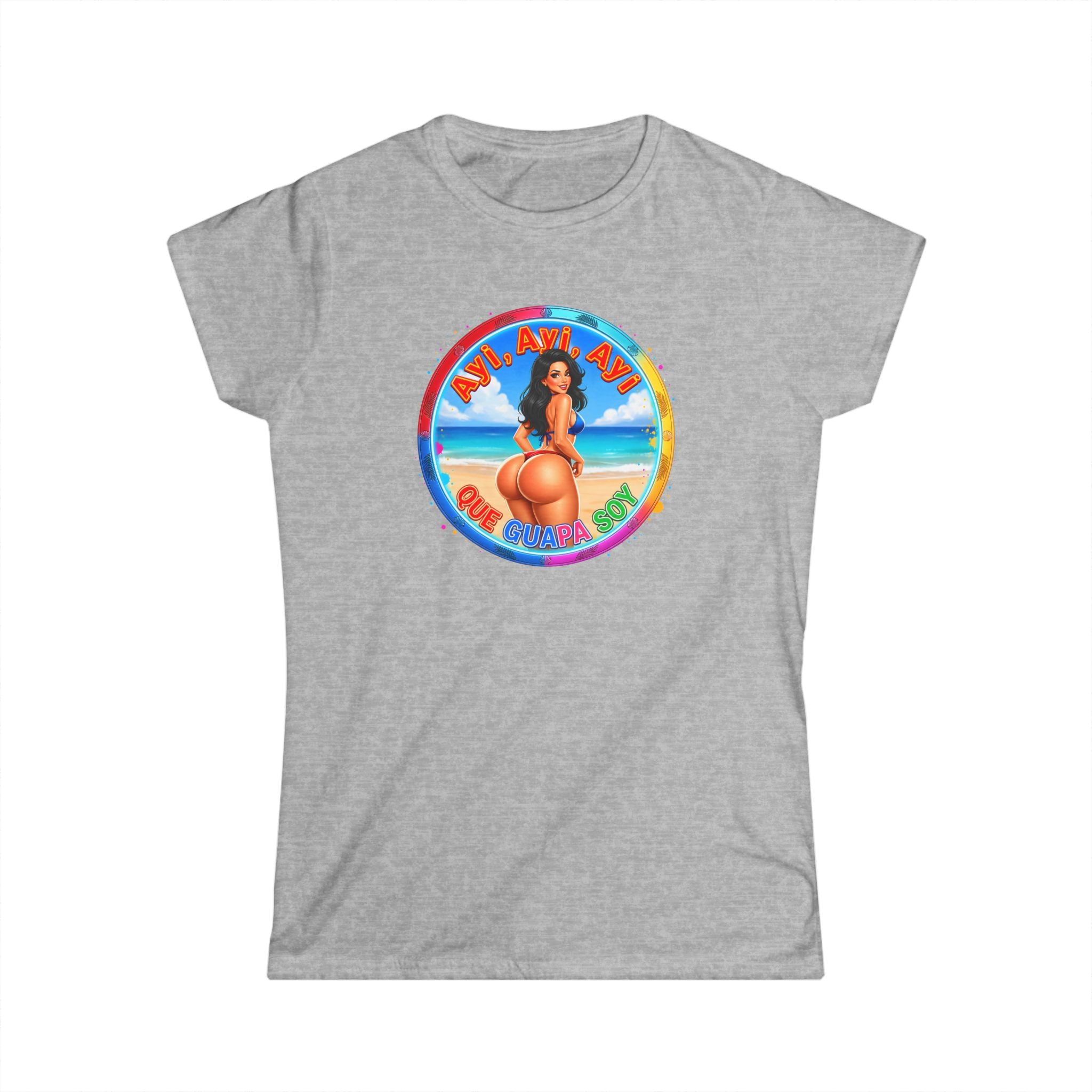 Women's Tee - Retro Beach Bikini Graphic "Ayi Ayi Ayi Que Guapa Soy"