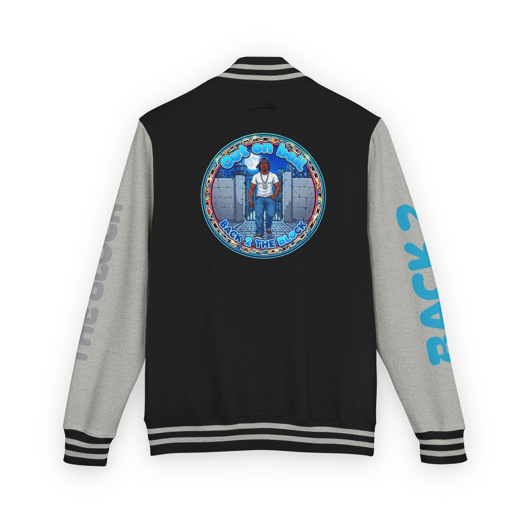 Letterman Jacket — 'Back 2 The Block' Retro Streetwear Patch Jacket