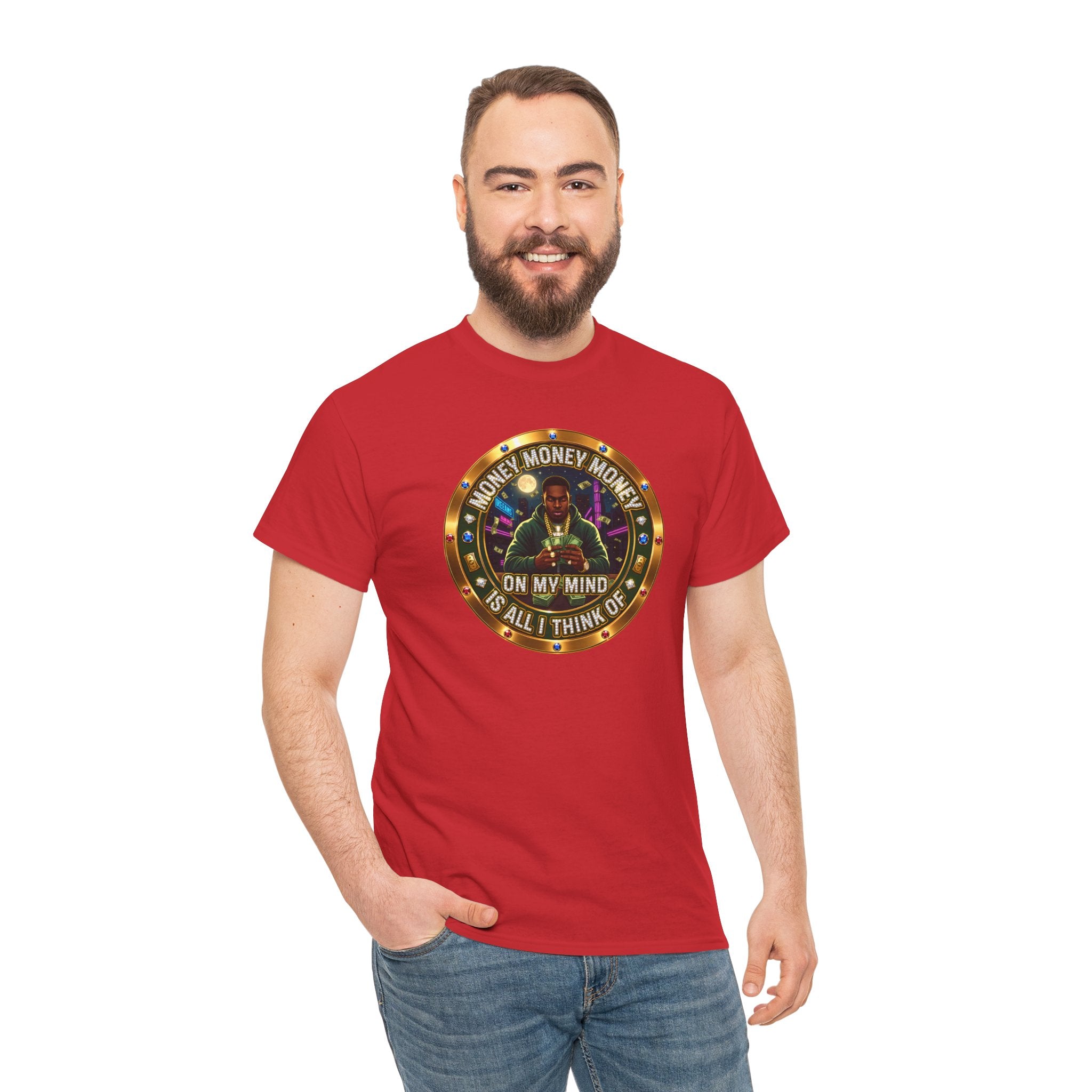 "Money On My Mind" Graphic Tee — Retro Casino Coin Design