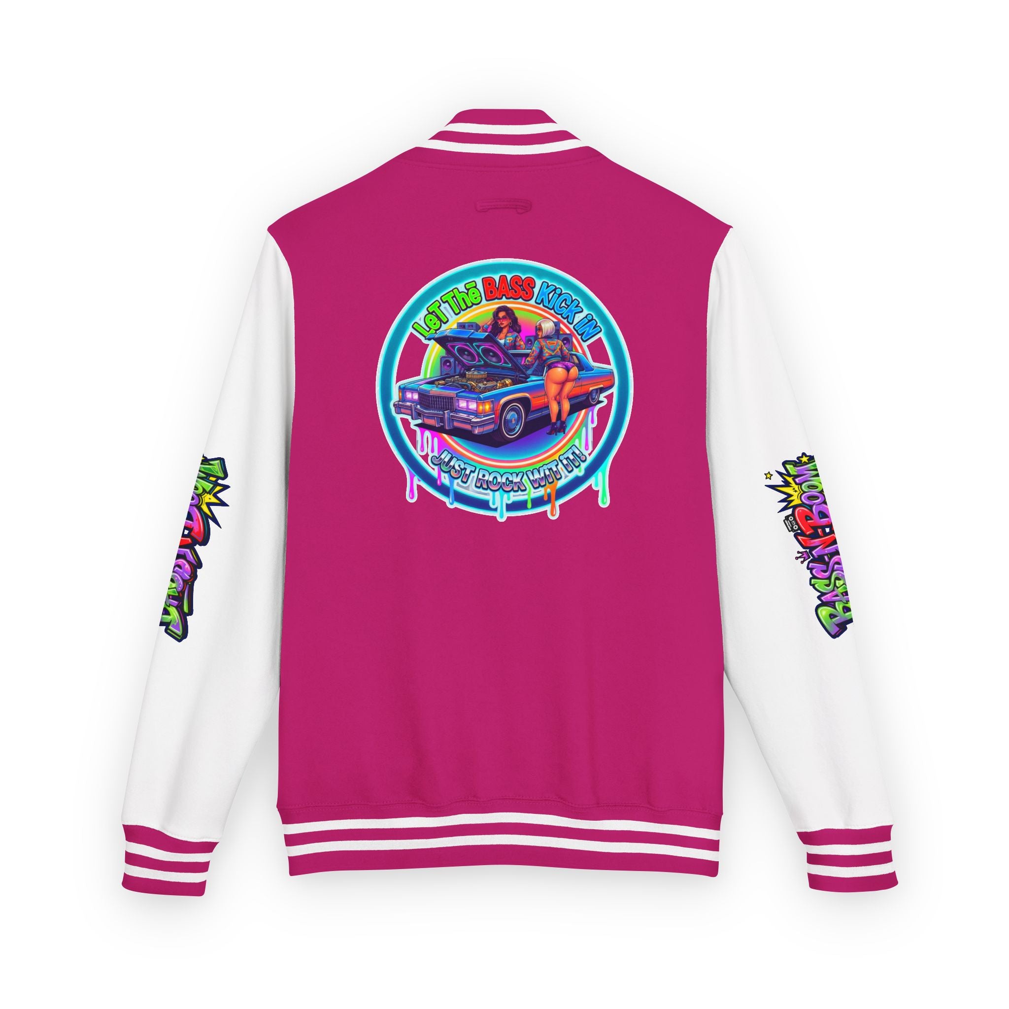 Letterman Jacket — ' Let The Bass Kick In' Retro Lowrider Crew Graphic