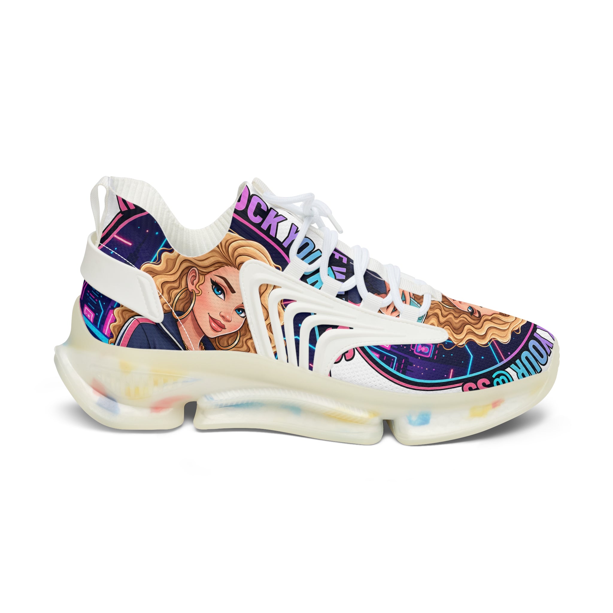 Women's Mesh Sneakers — 'Don't Block Your Blessings' Graphic Athletic Shoes