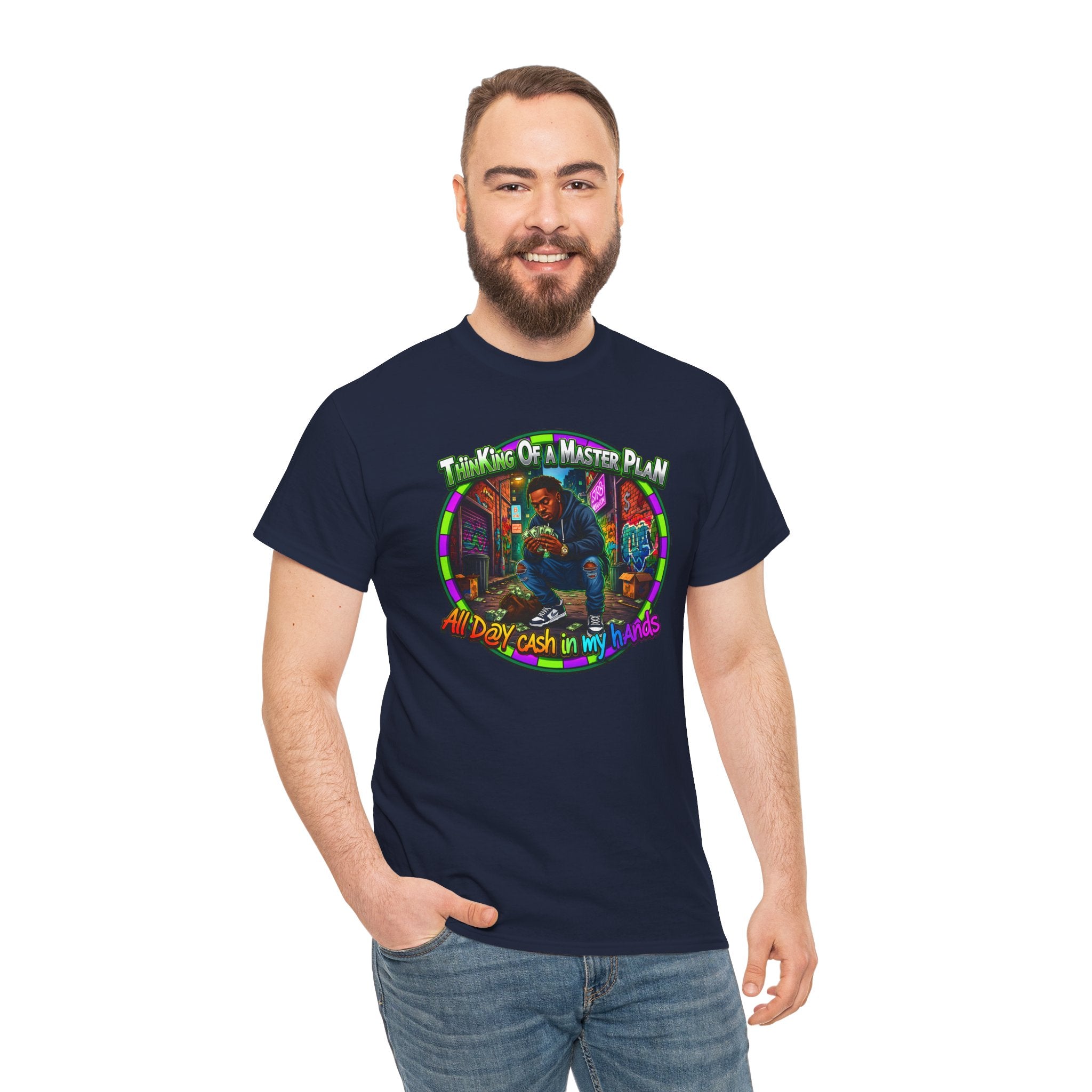 T-Shirt — "Thinking of a Master Plan" Colorful Retro Hip-Hop Graphic Tee