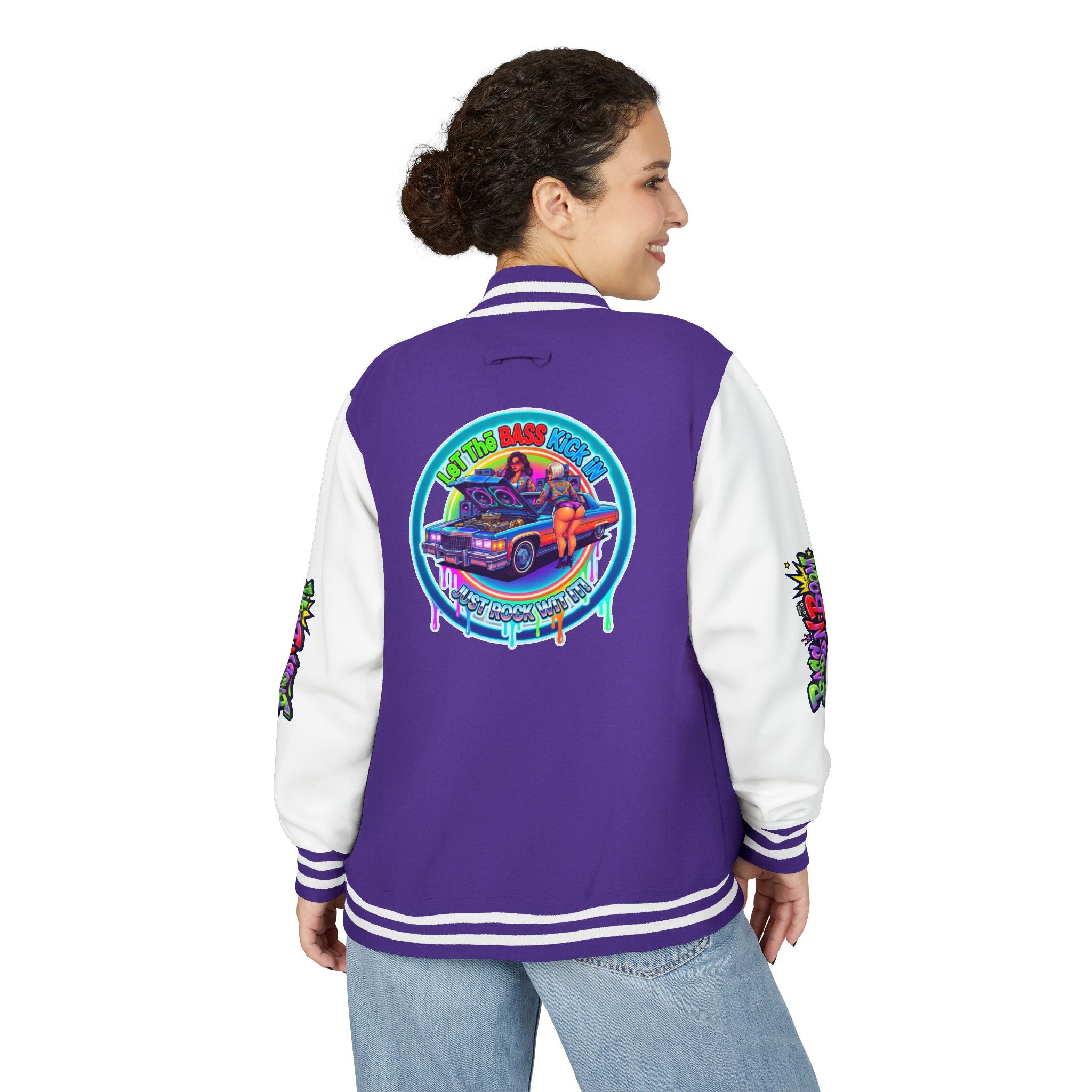 Letterman Jacket — ' Let The Bass Kick In' Retro Lowrider Crew Graphic