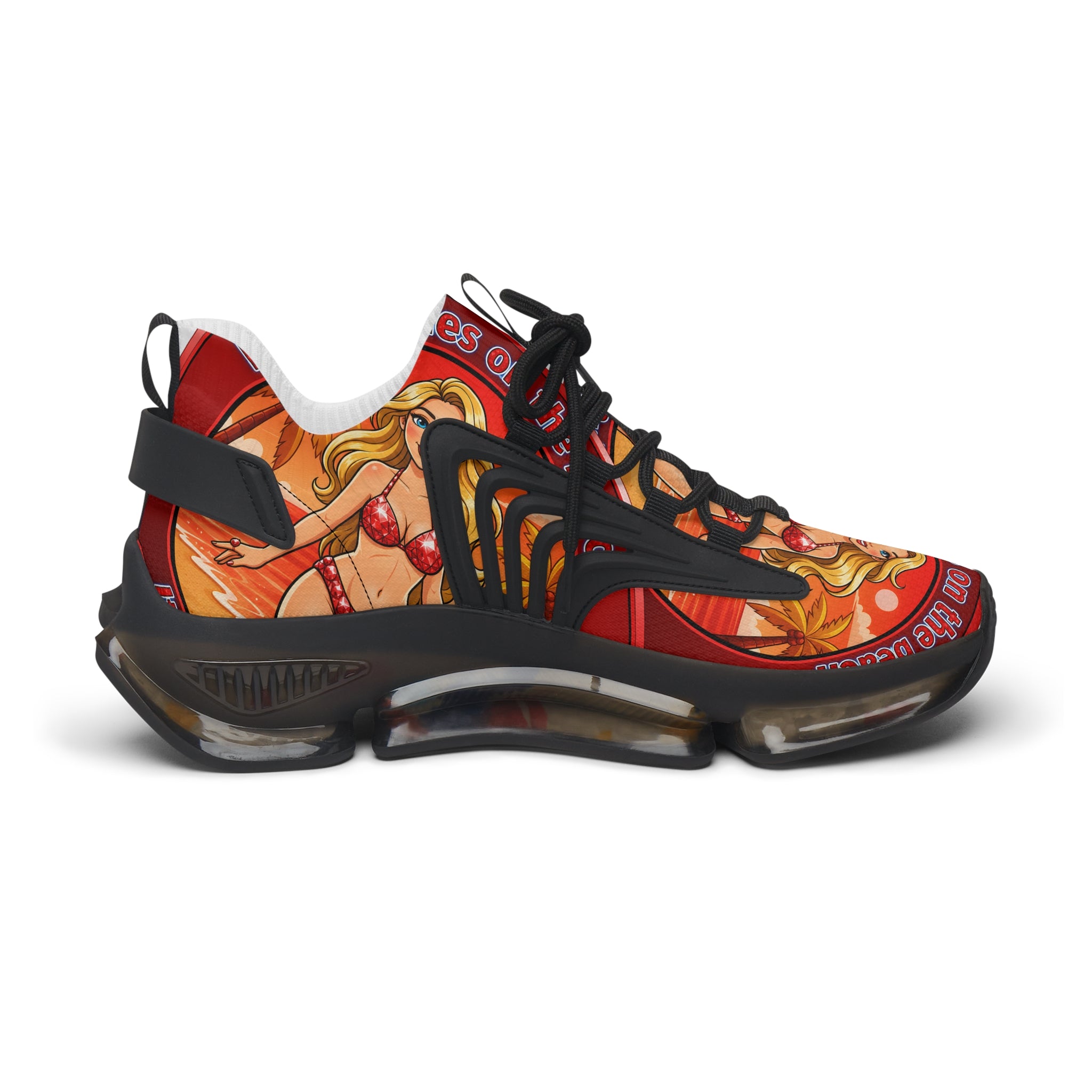 Women’s Mesh Sneakers — Retro Pinup Mermaid Graphic Athletic Shoes