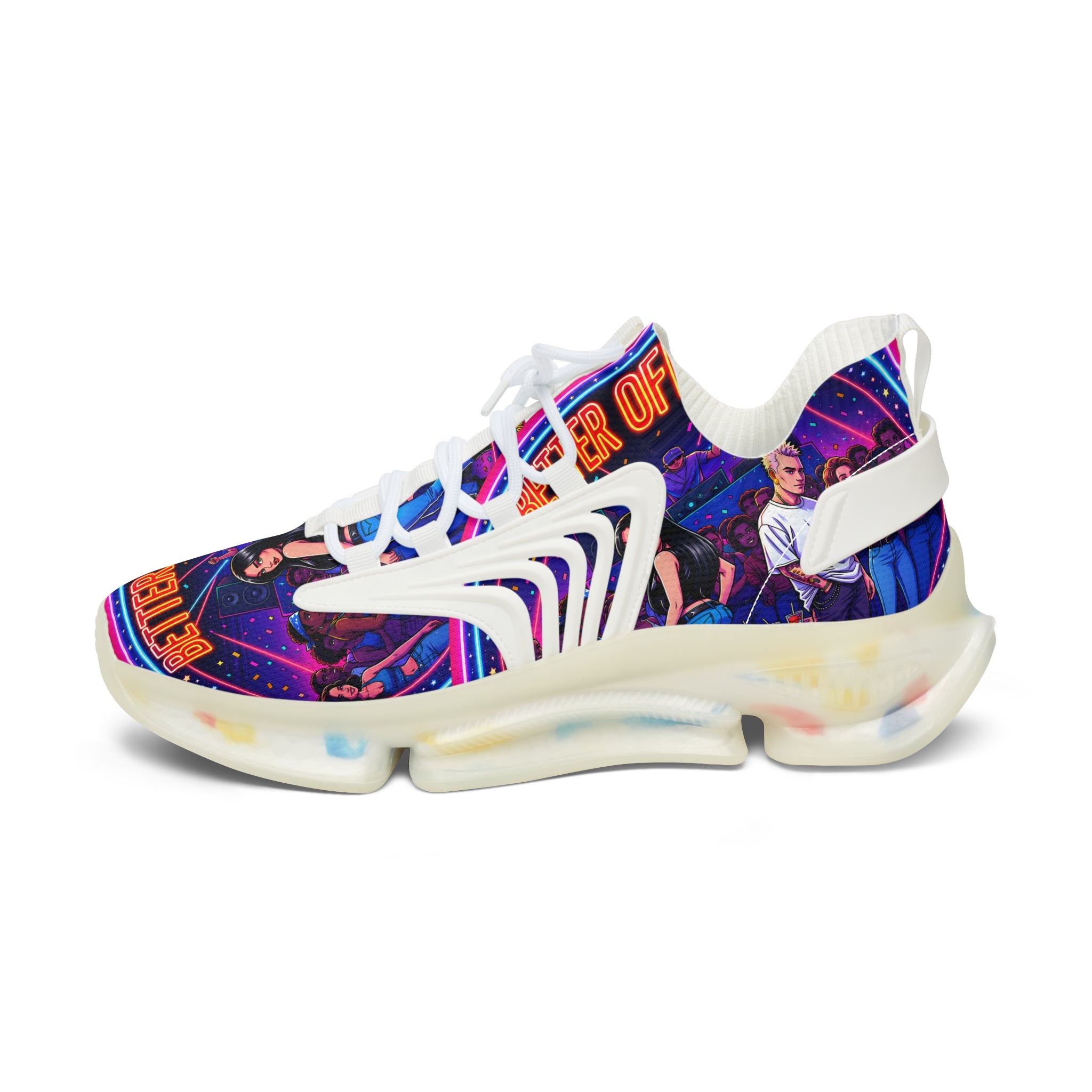 Women's Mesh Sneakers — Neon Retro Graphic "Better Off Dead" Street Style