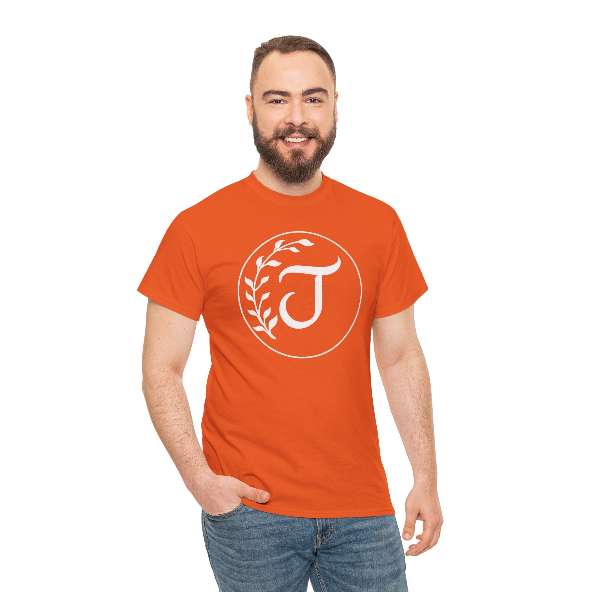 White Tee with Subtle "Floral J " Jesus Christ "— Minimalist Japanese Character T-Shirt