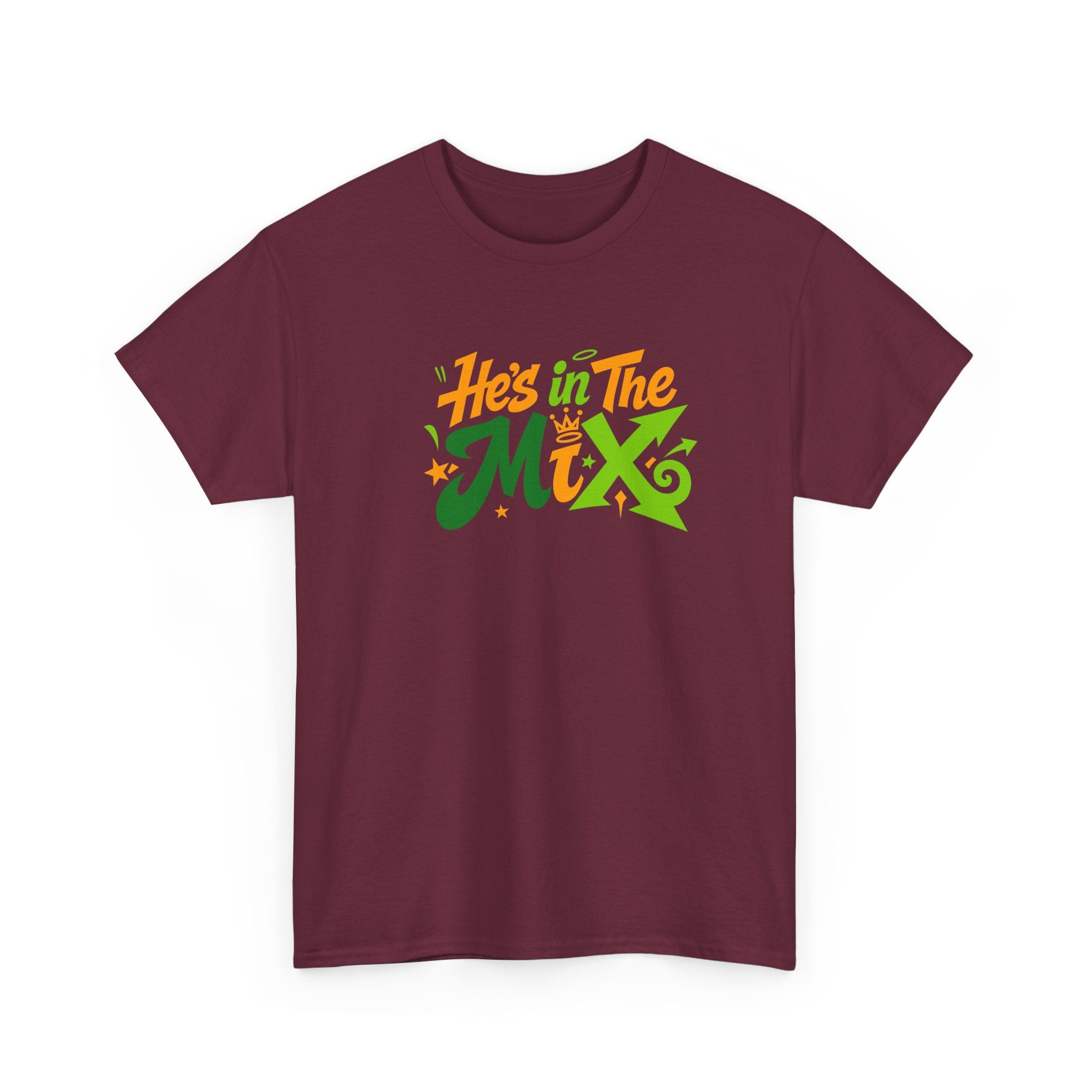 "He's in the Mix" T-Shirt — Retro Green & Orange DJ/Music Tee