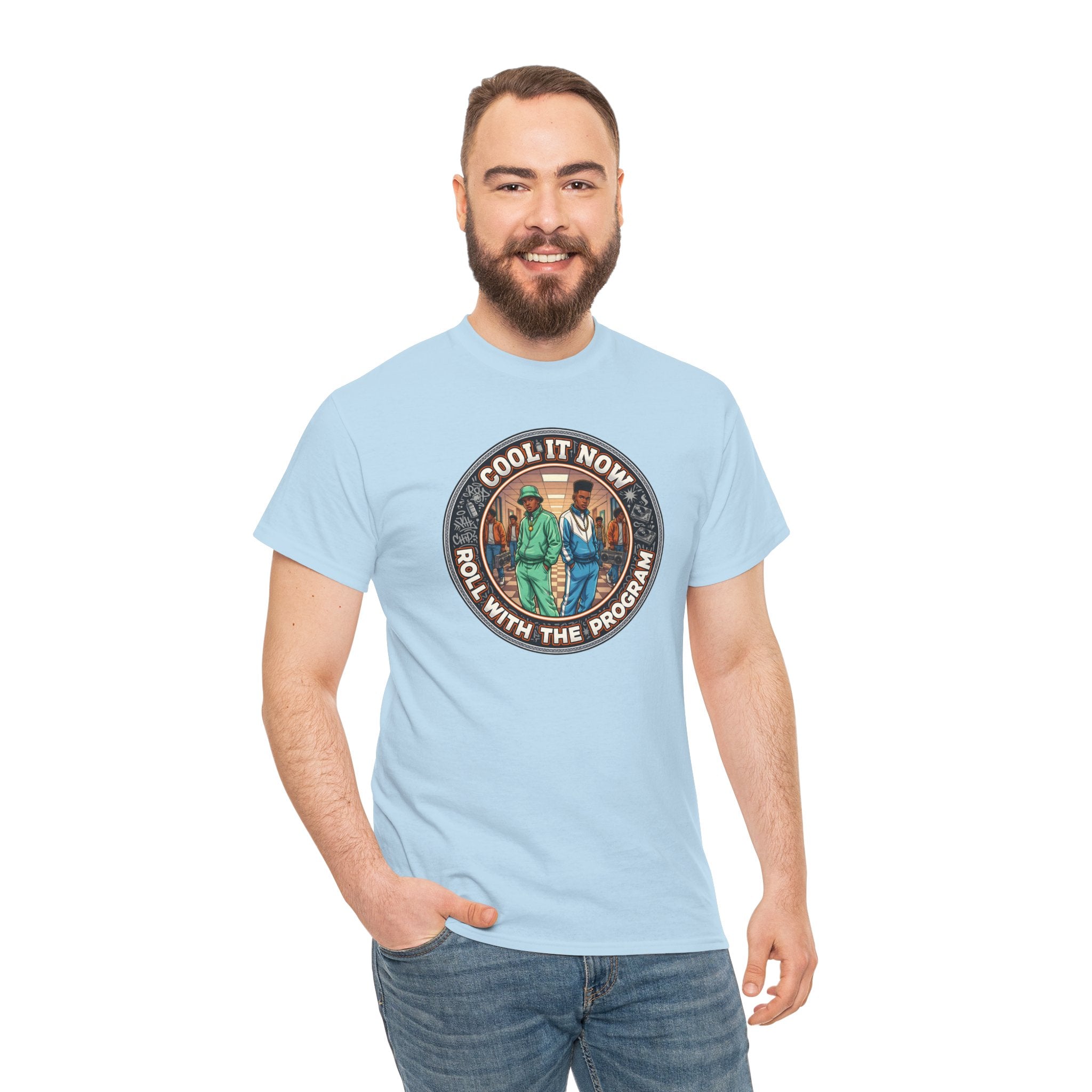 Cool It Now Tee — "Cool It Now Roll With The Program" Vintage Patch Graphic T-Shirt