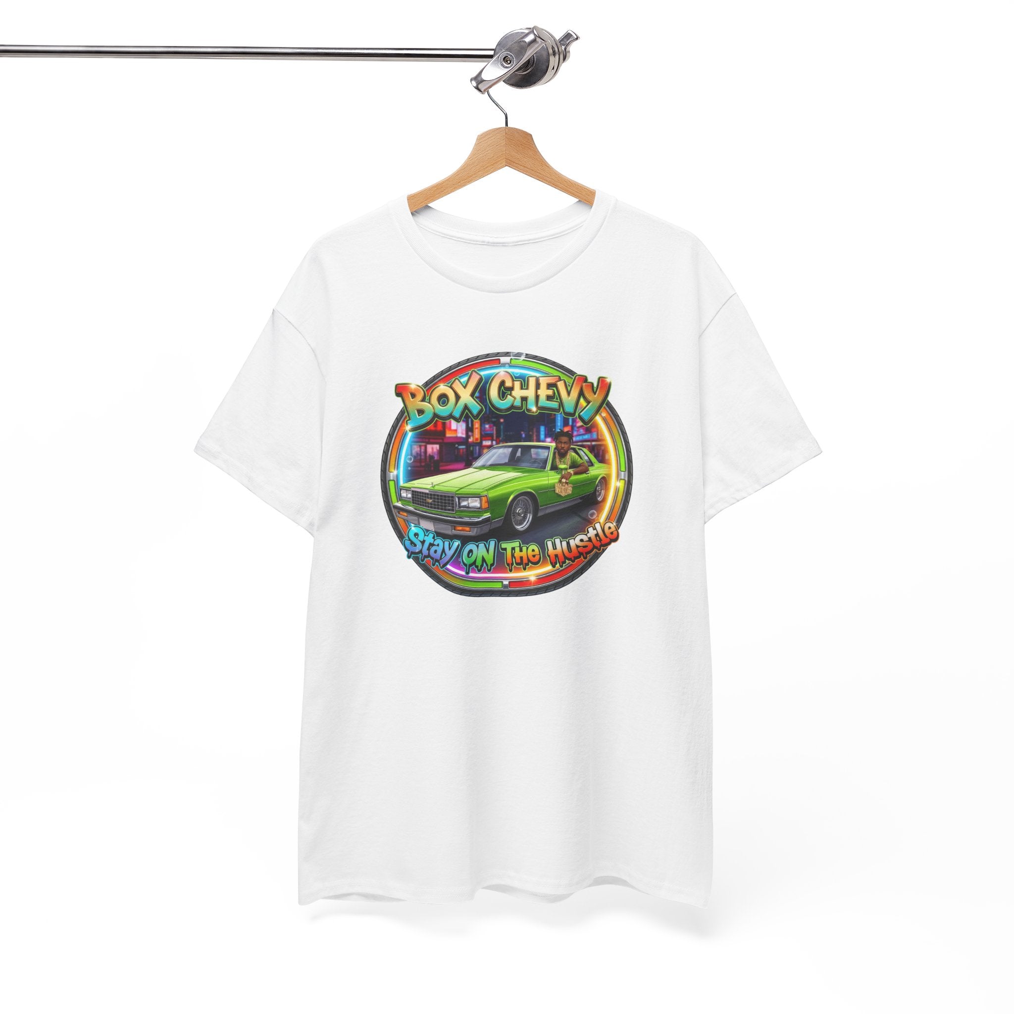 Vintage Chevy Truck Tee — "Box Chevy Stay On The Hustle" Retro Car Graphic Shirt