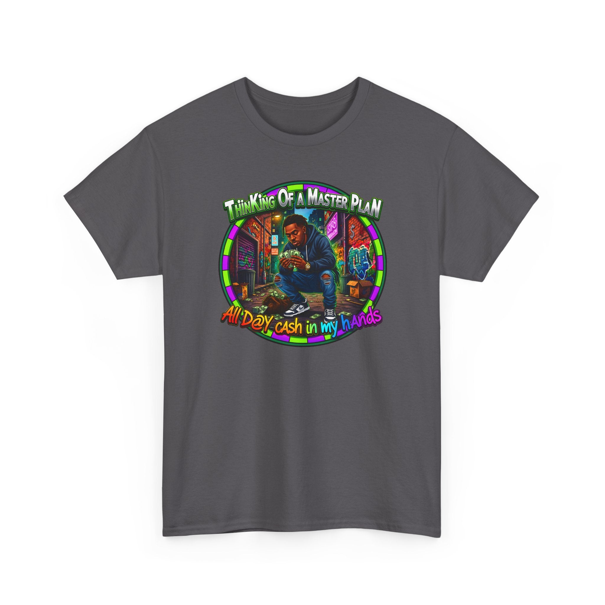 T-Shirt — "Thinking of a Master Plan" Colorful Retro Hip-Hop Graphic Tee