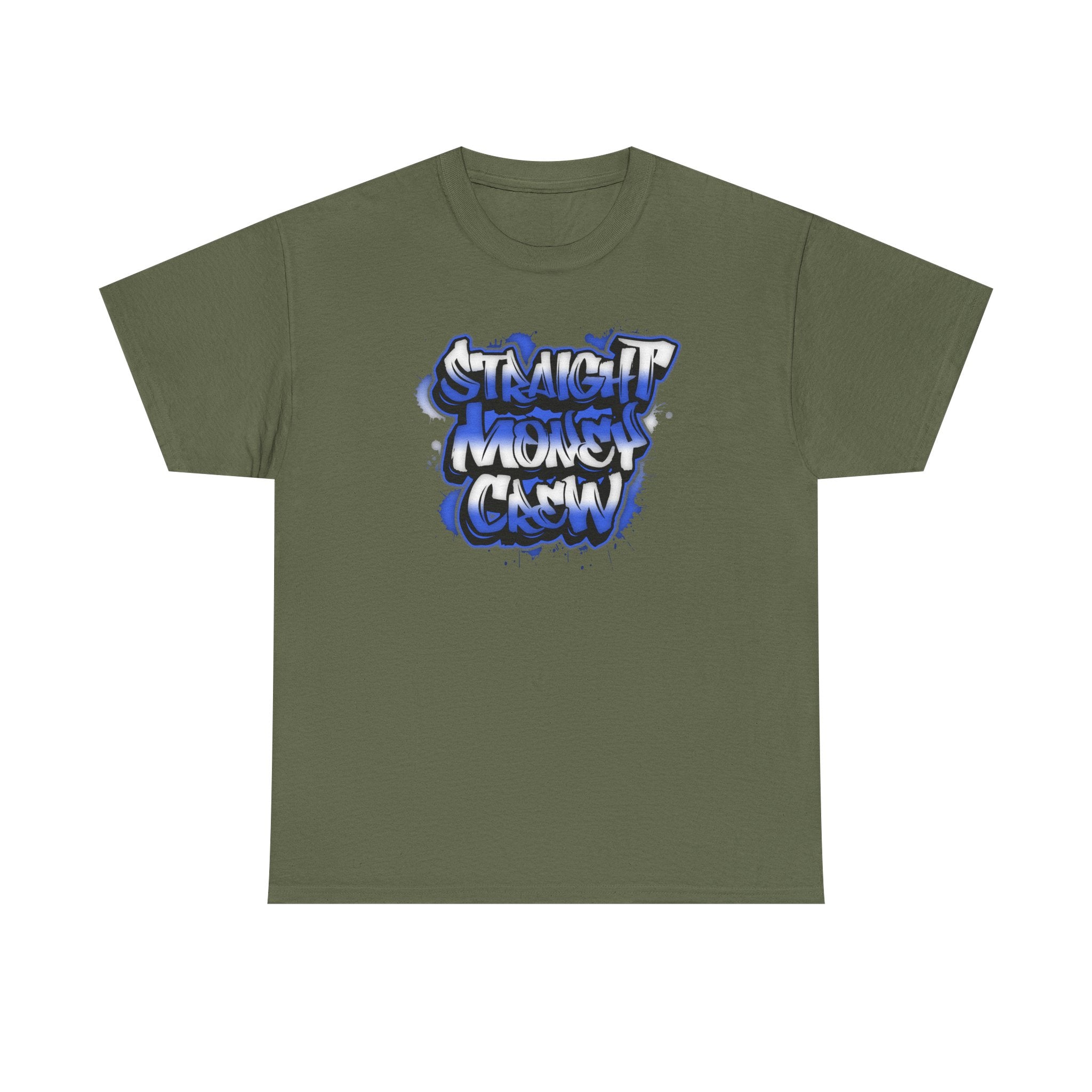 T-Shirt — "Stackin' Money Crew" Blue Graffiti Graphic Tee