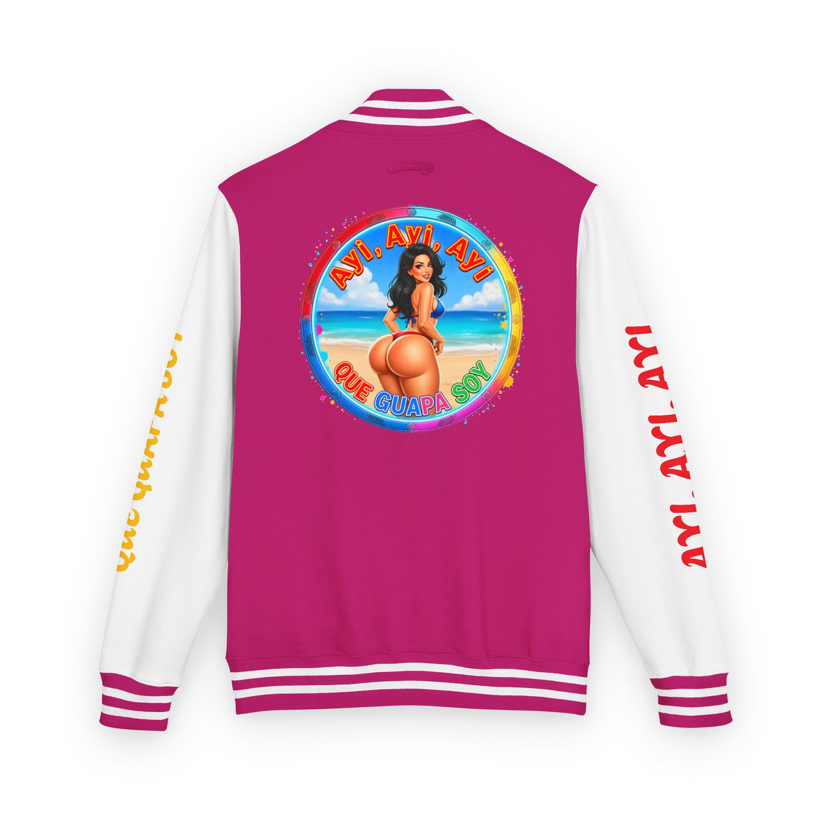 Letterman Jacket – Retro Beach Pinup Varsity Jacket with 'Ayi Ayi Ayi' Graphic