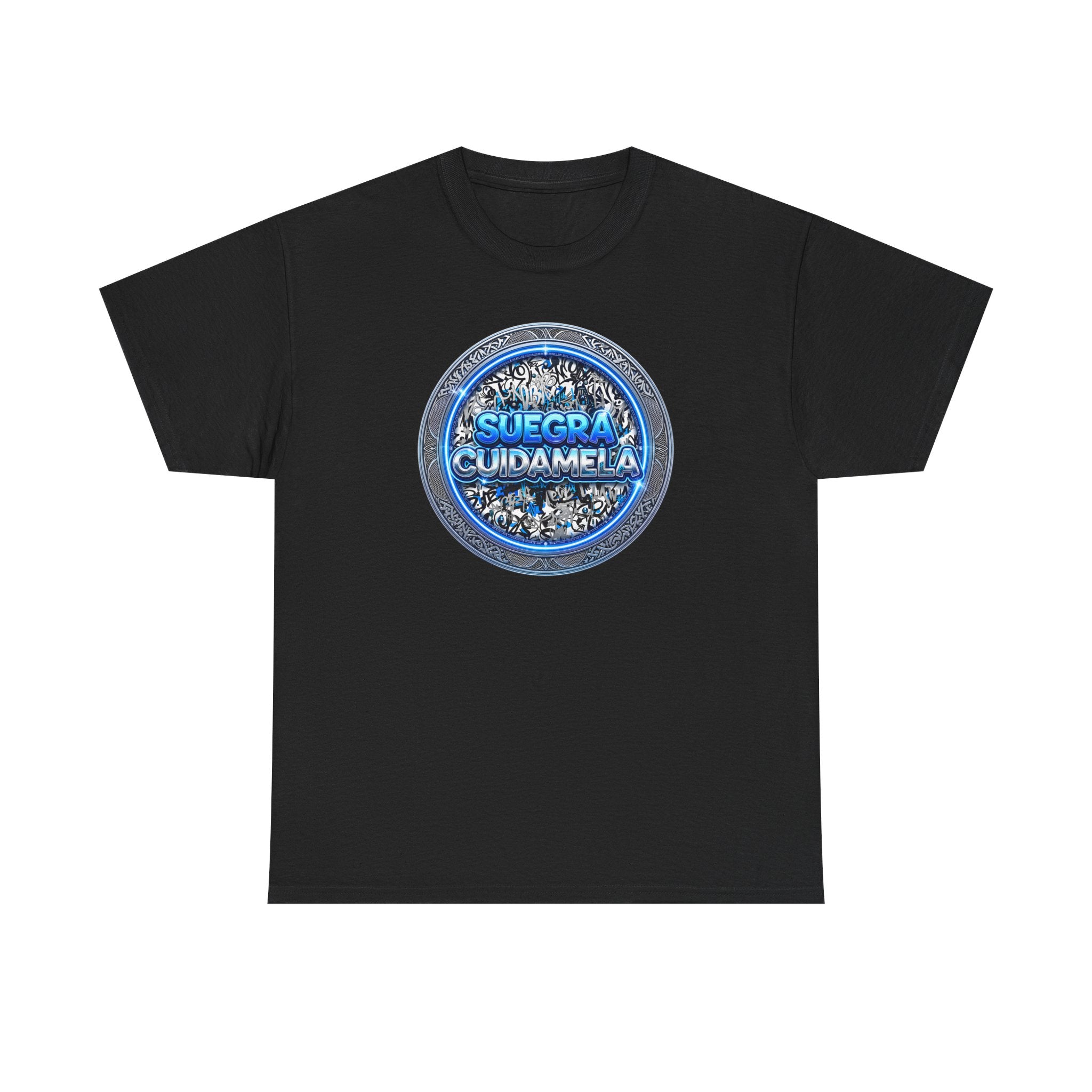 T-Shirt — Suegra Cuídame (Blue Floral Emblem)