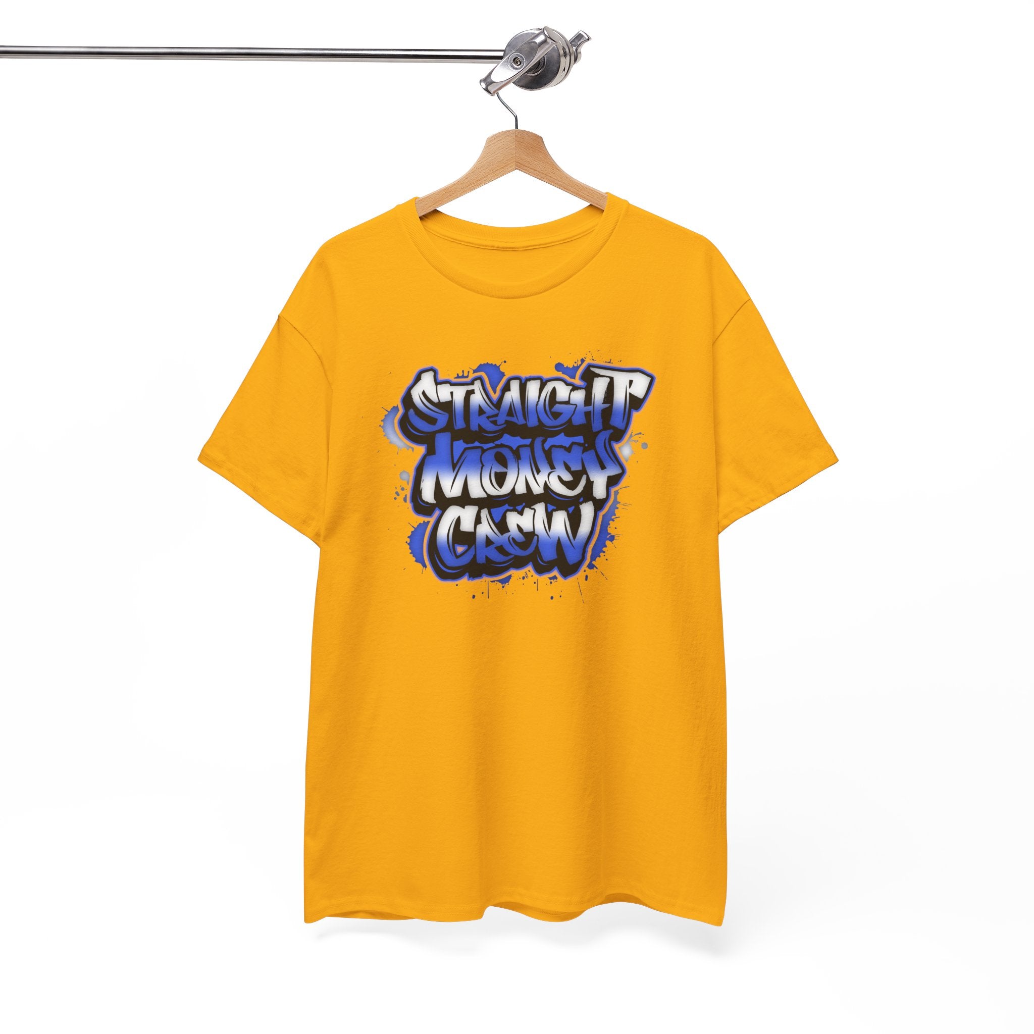 T-Shirt — "Stackin' Money Crew" Blue Graffiti Graphic Tee