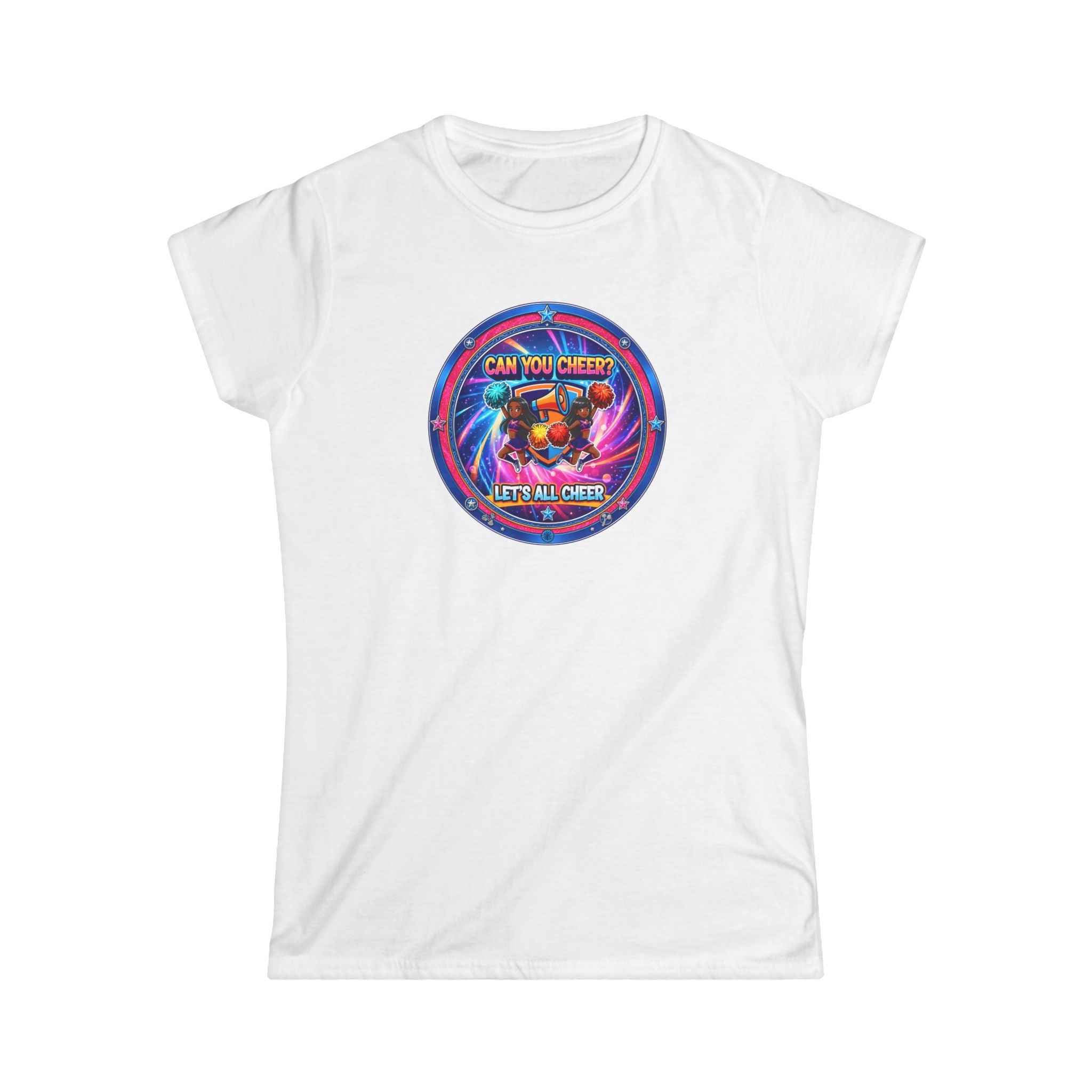"Can You Cheer? Let’s All Cheers" Retro Neon Graphic Tee