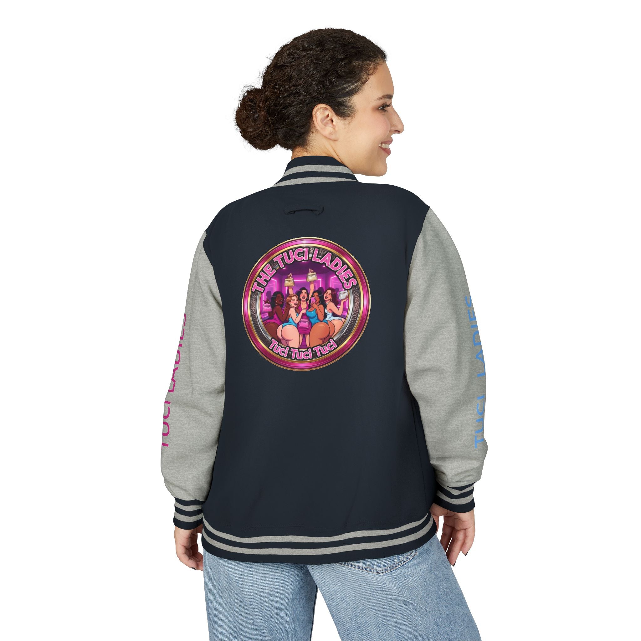 Letterman Jacket — The Tuci Tuci Tuci Ladies Graphic Varsity Jacket