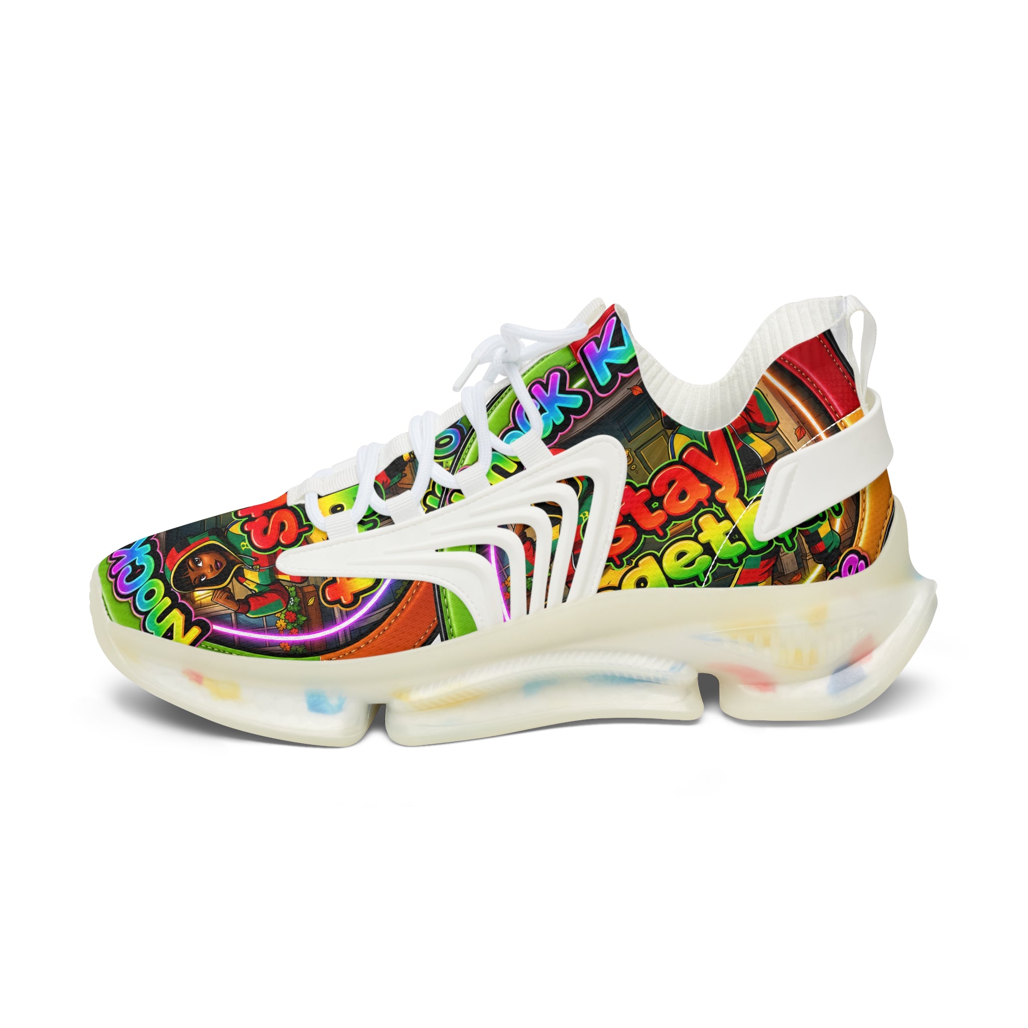 Women's Mesh Sneakers — Colorful Retro 'Stay Together' Graphic Athletic Shoes