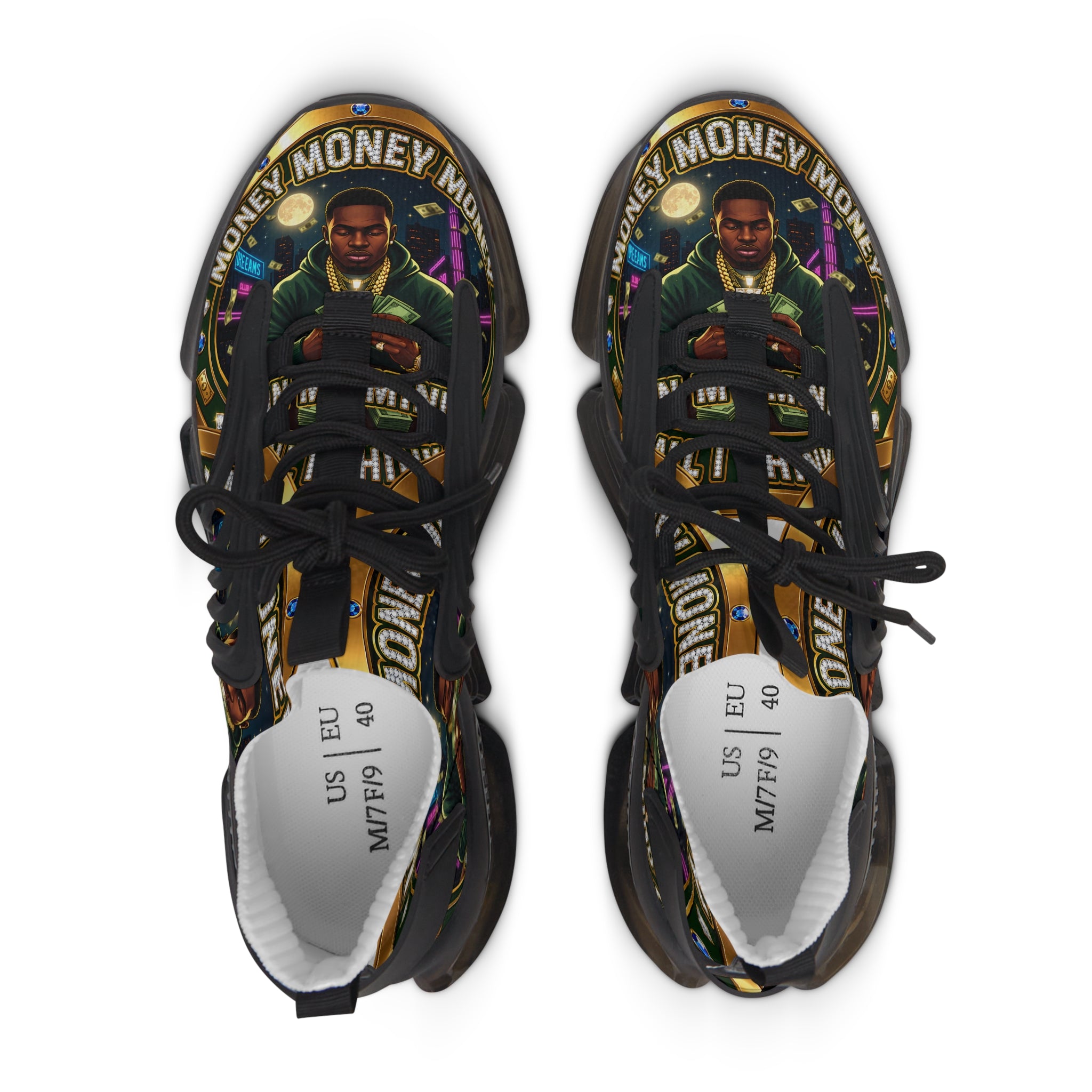Men's Mesh Sneakers — 'Money' Graphic Women's Athletic Shoes
