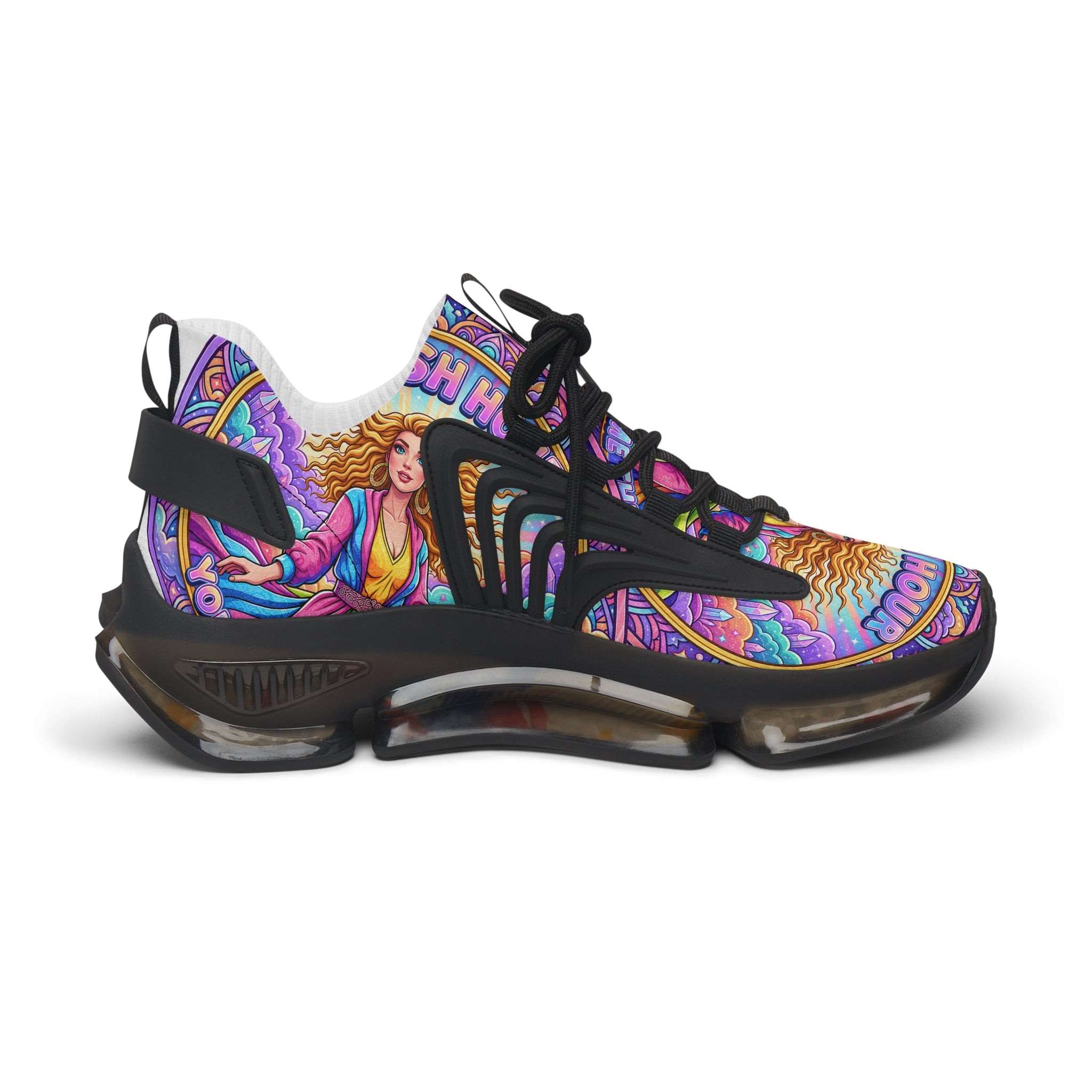 Women's Mesh Sneakers — Colorful Goddess Graphic Athletic Shoes