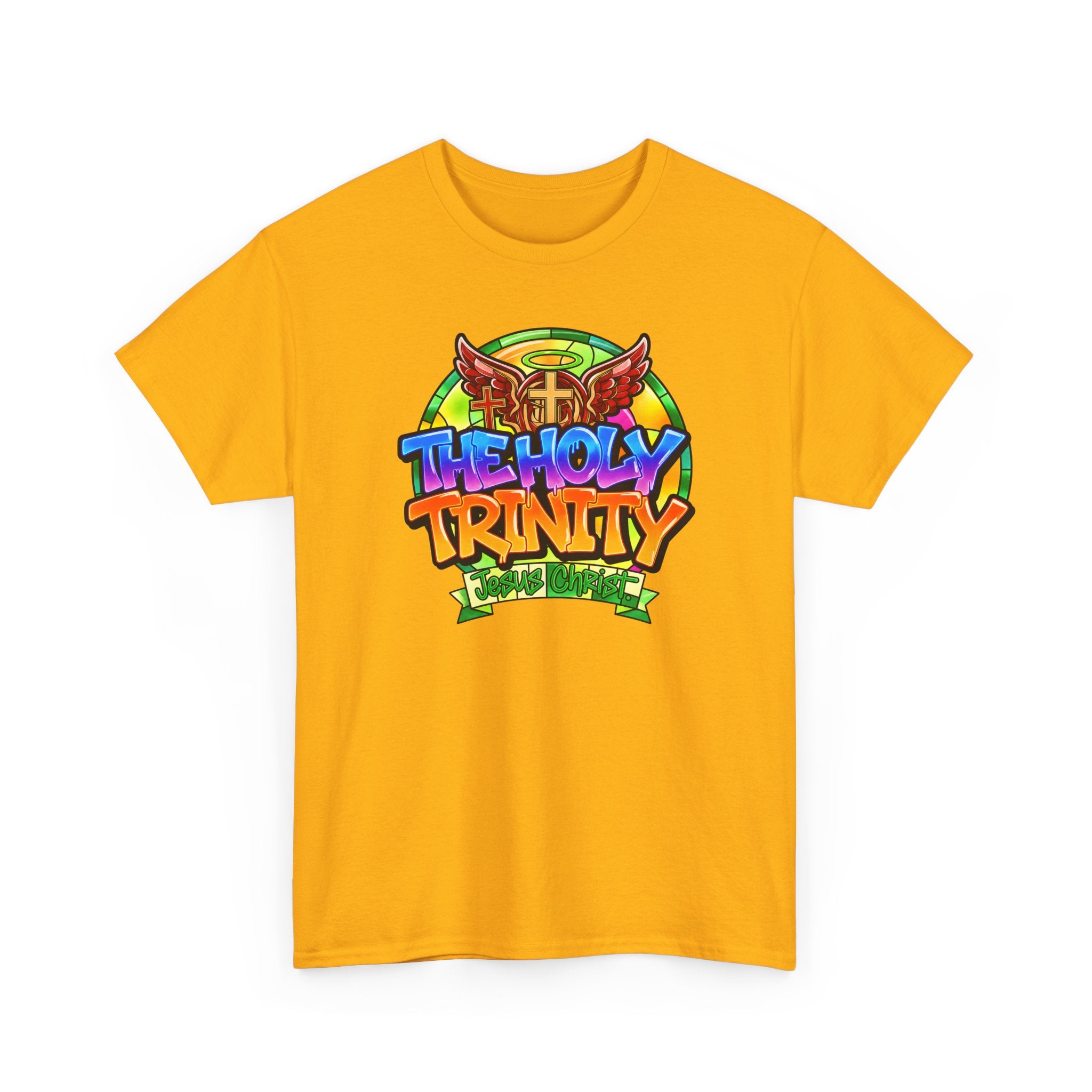 Holy Trinity Graphic Tee — Colorful Faith-Inspired Streetwear T-Shirt