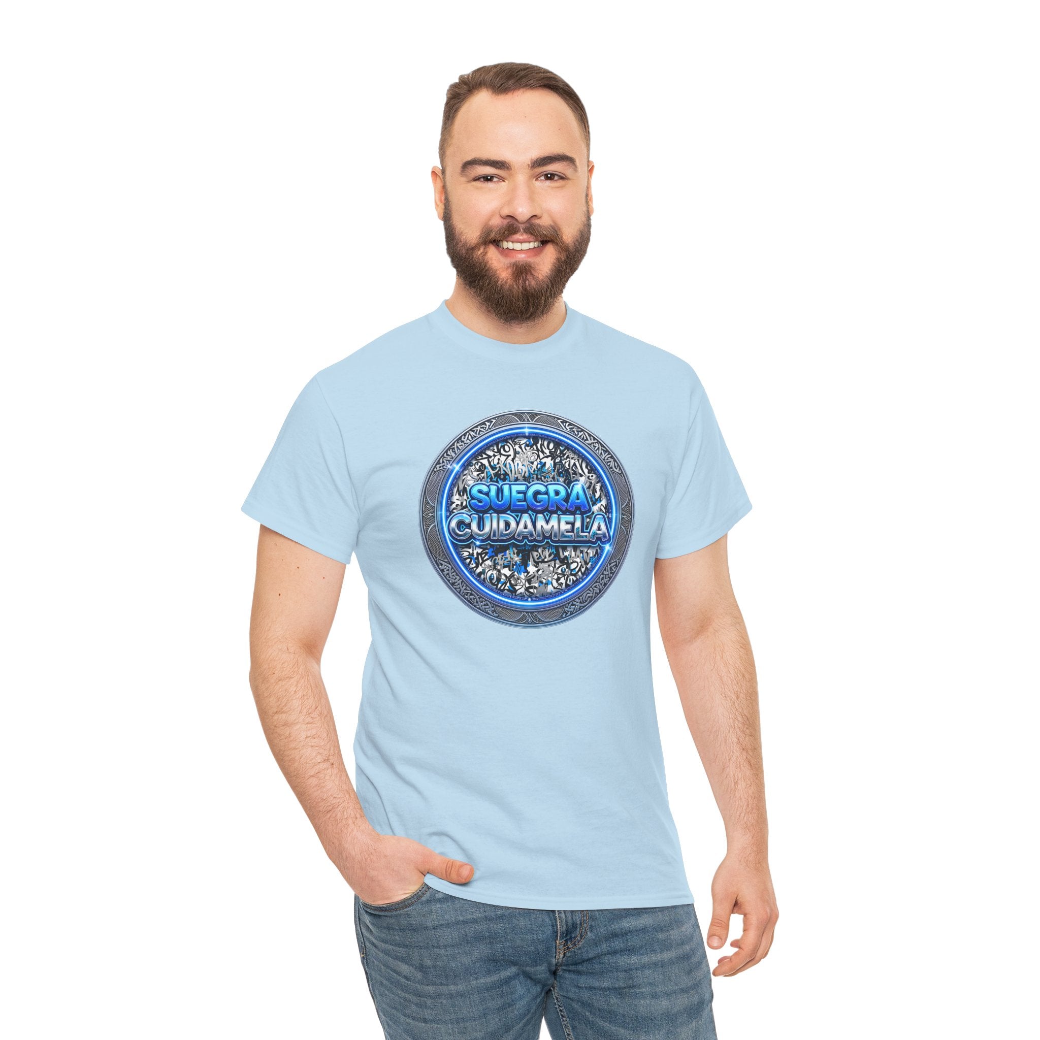 T-Shirt — Suegra Cuídame (Blue Floral Emblem)