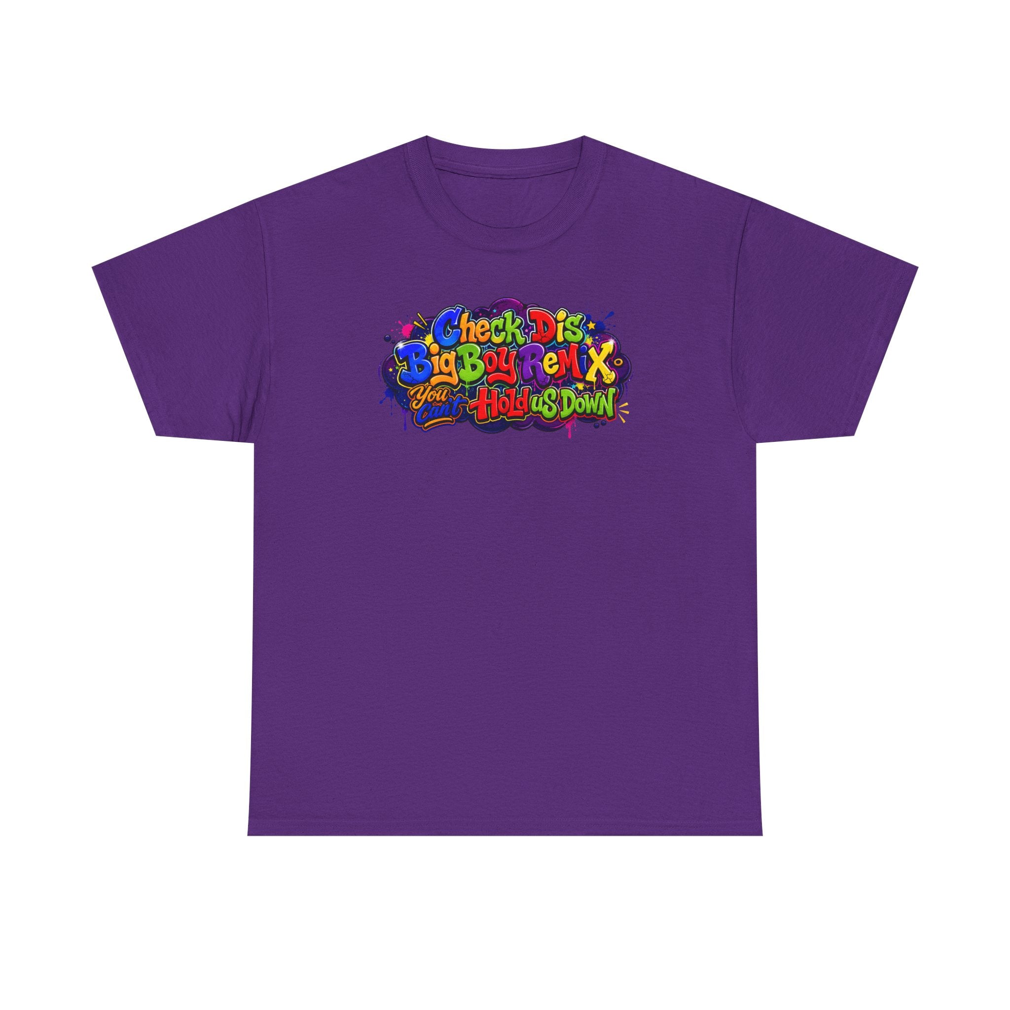 Graphic Tee — Colorful 'Check Dis Big Boy Remix' Retro Street Art T-Shirt