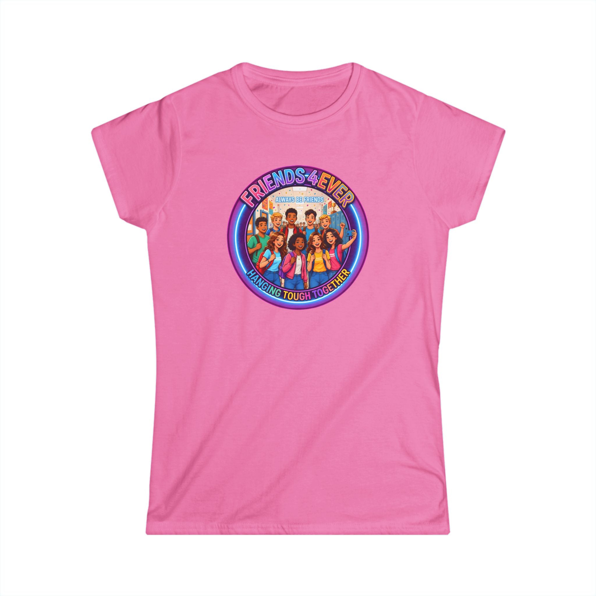 "Friends 4Ever" Graphic Tee — Retro Diverse Girl Squad Shirt