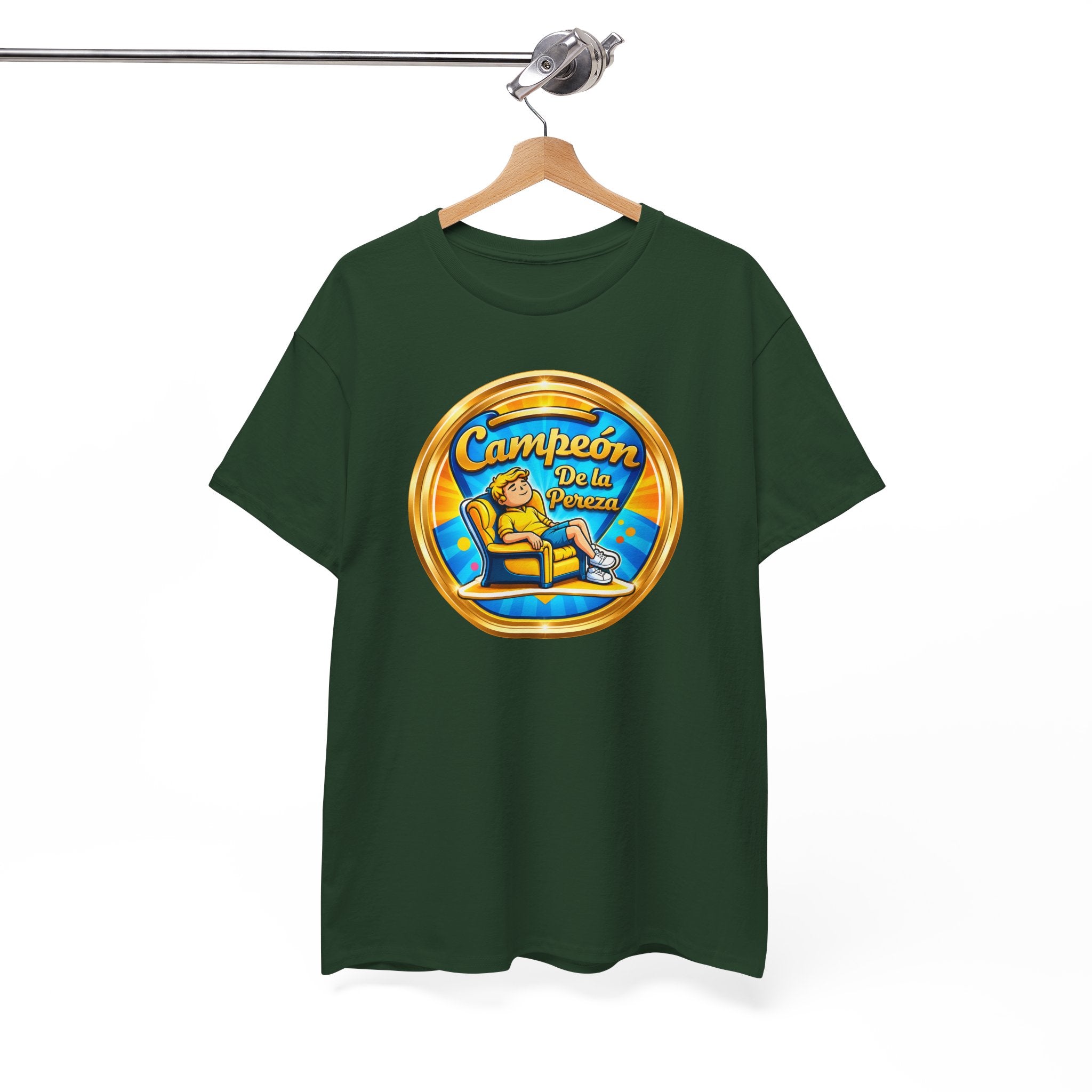 "Campeón De La Pereza" Tee — Gold Badge Adventure T‑Shirt
