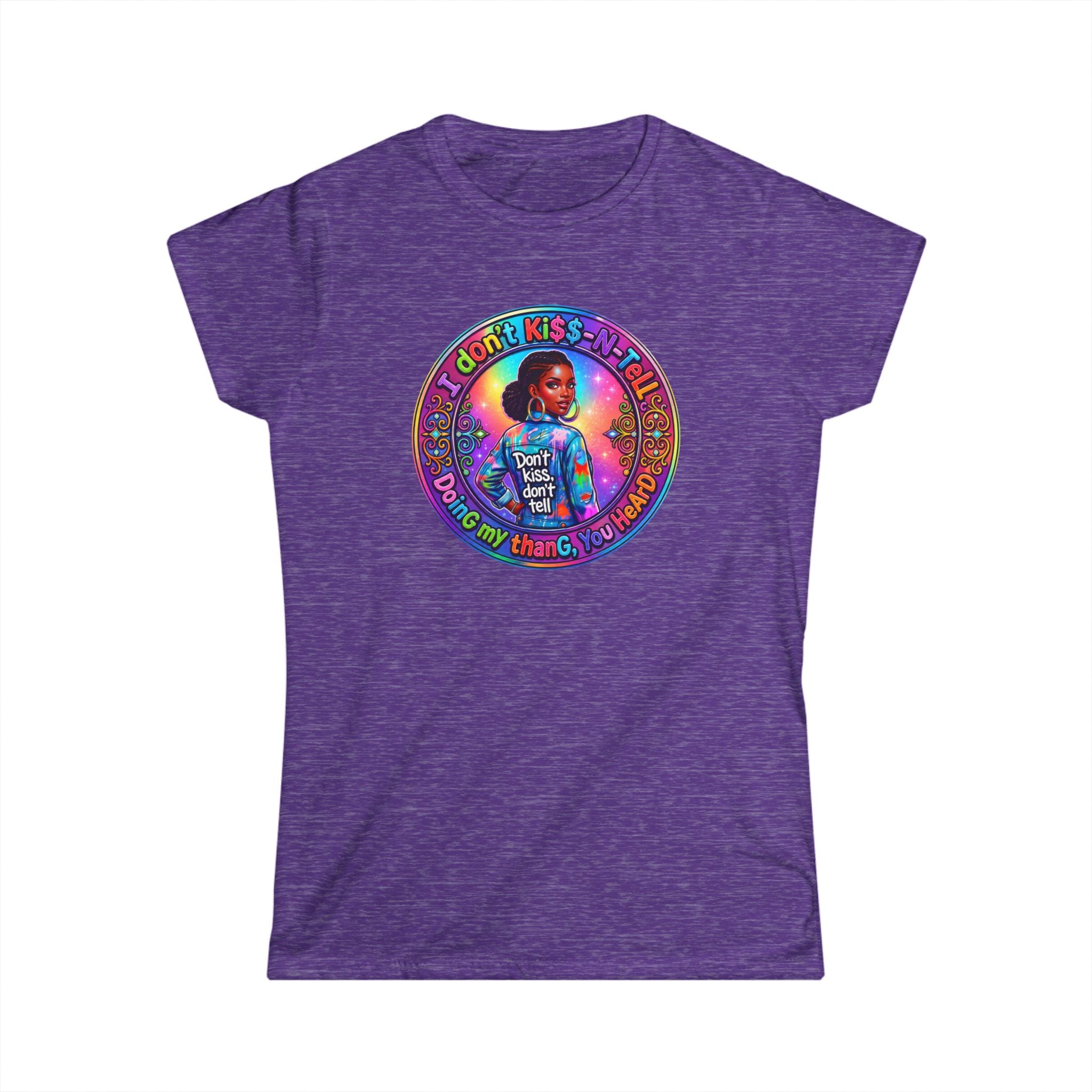 Women's Tee - 'I Don't Kiss-N-Tell" 'Retro Rainbow Graphic