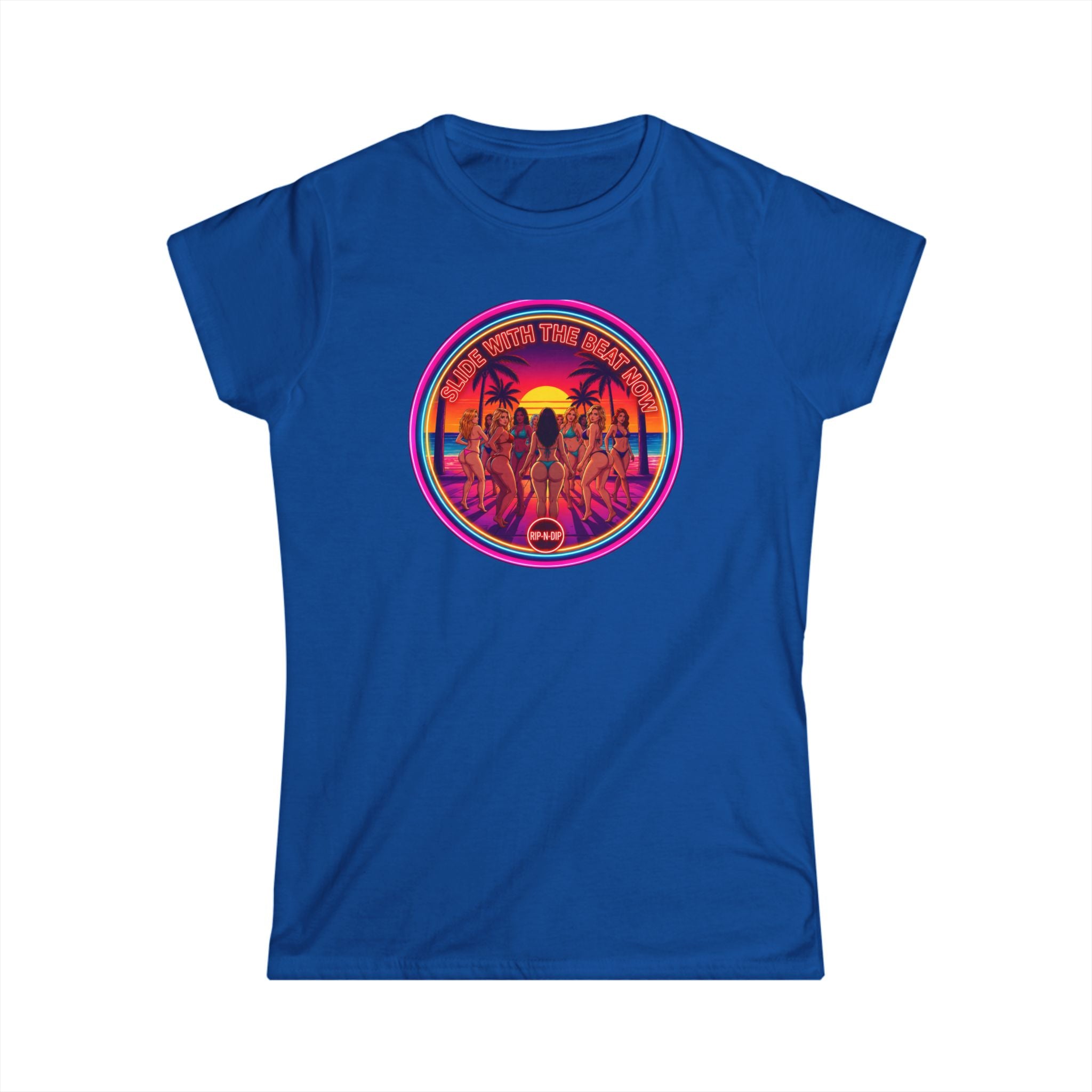 Women's Tee - " Slide With The Beat Now " Classic White Softstyle Short Sleeve