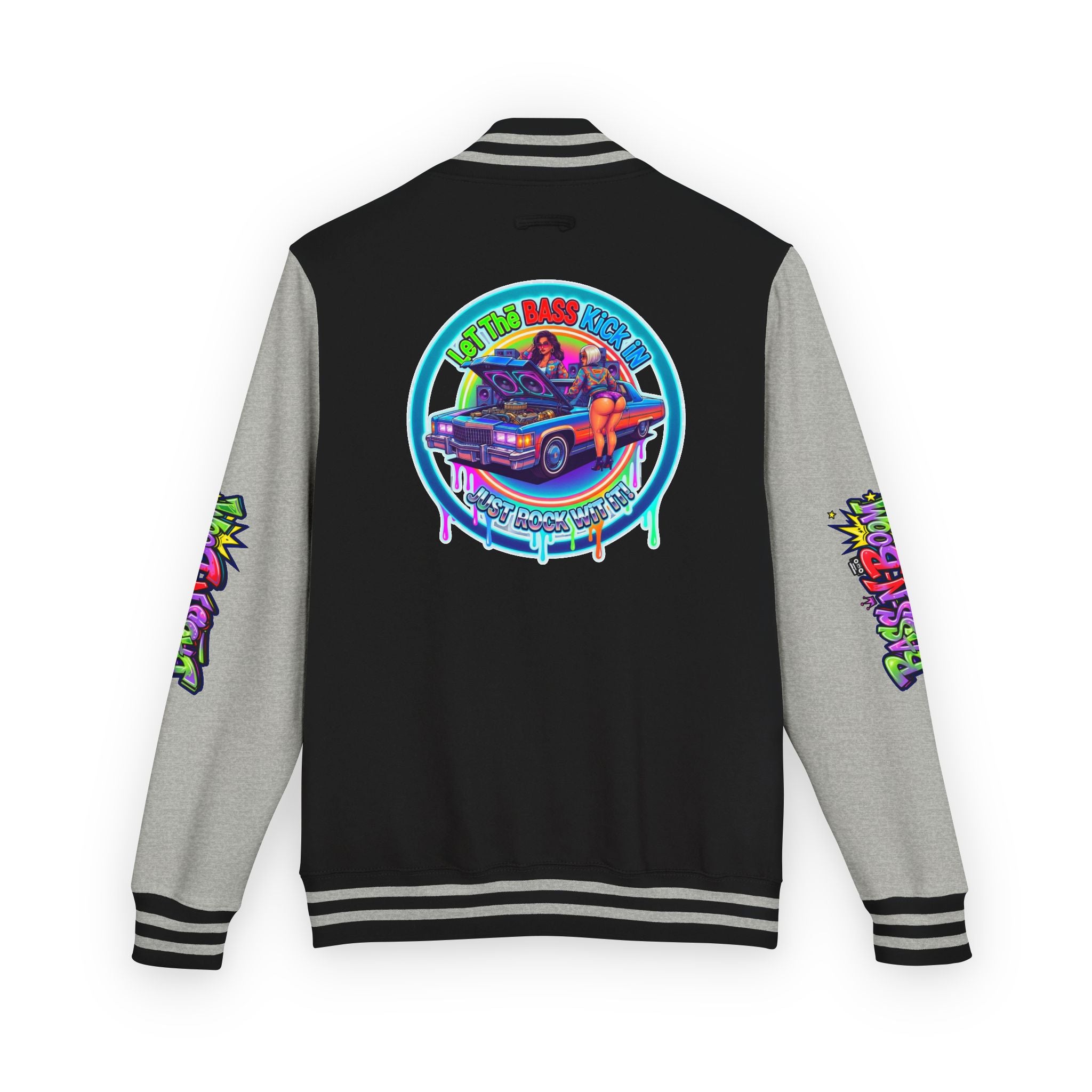 Letterman Jacket — ' Let The Bass Kick In' Retro Lowrider Crew Graphic