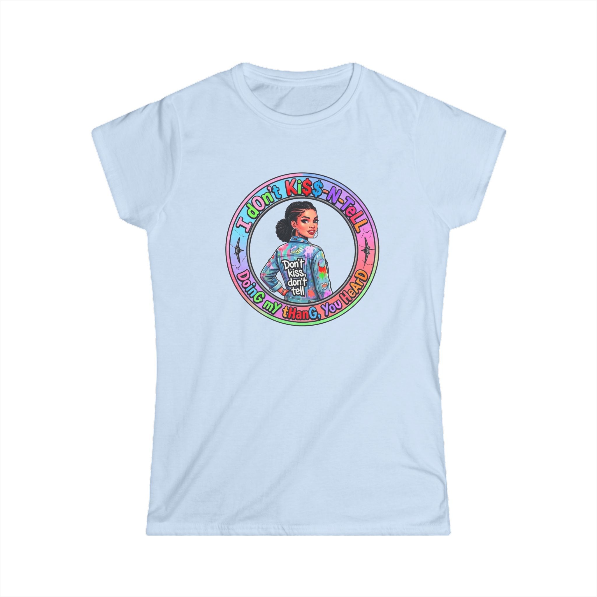 Women's Tee — 'I Don't Kiss-N-Tell" Vintage-Inspired Afro Pride Graphic