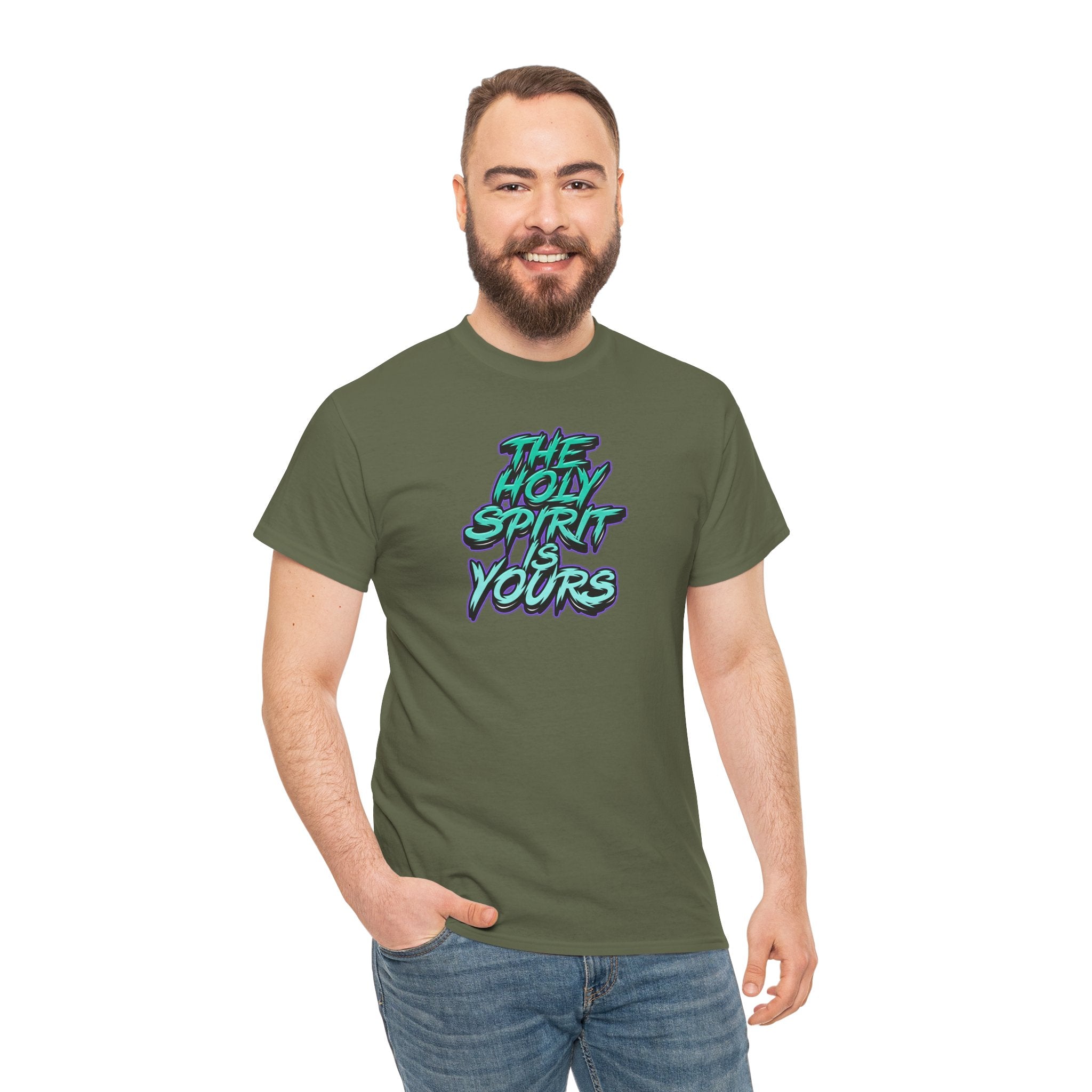 T-Shirt — "The Holy Spirit Yours" Retro Script Faith Tee