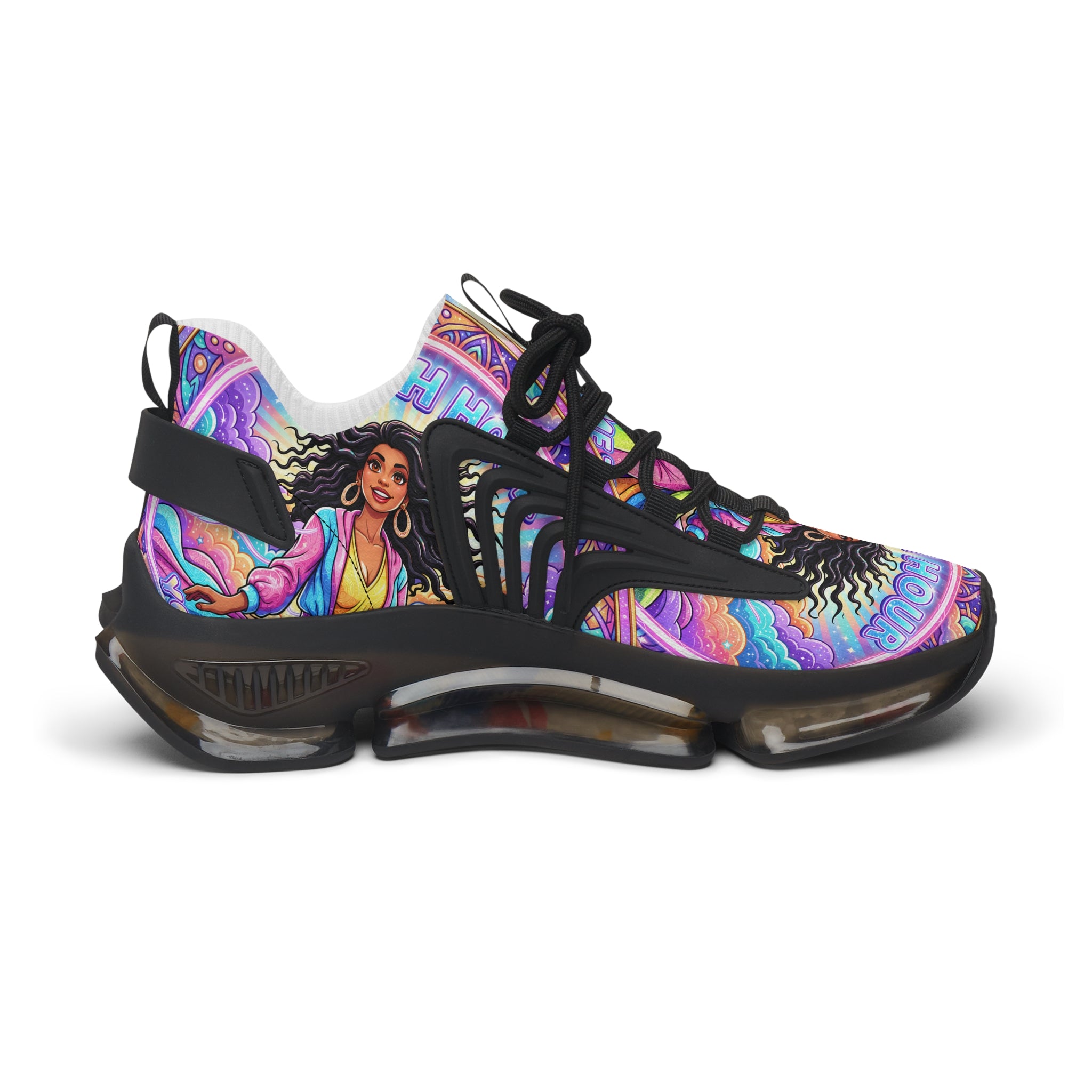 Women's Mesh Sneakers — Colorful Spiritual Goddess Graphic Athletic Shoes
