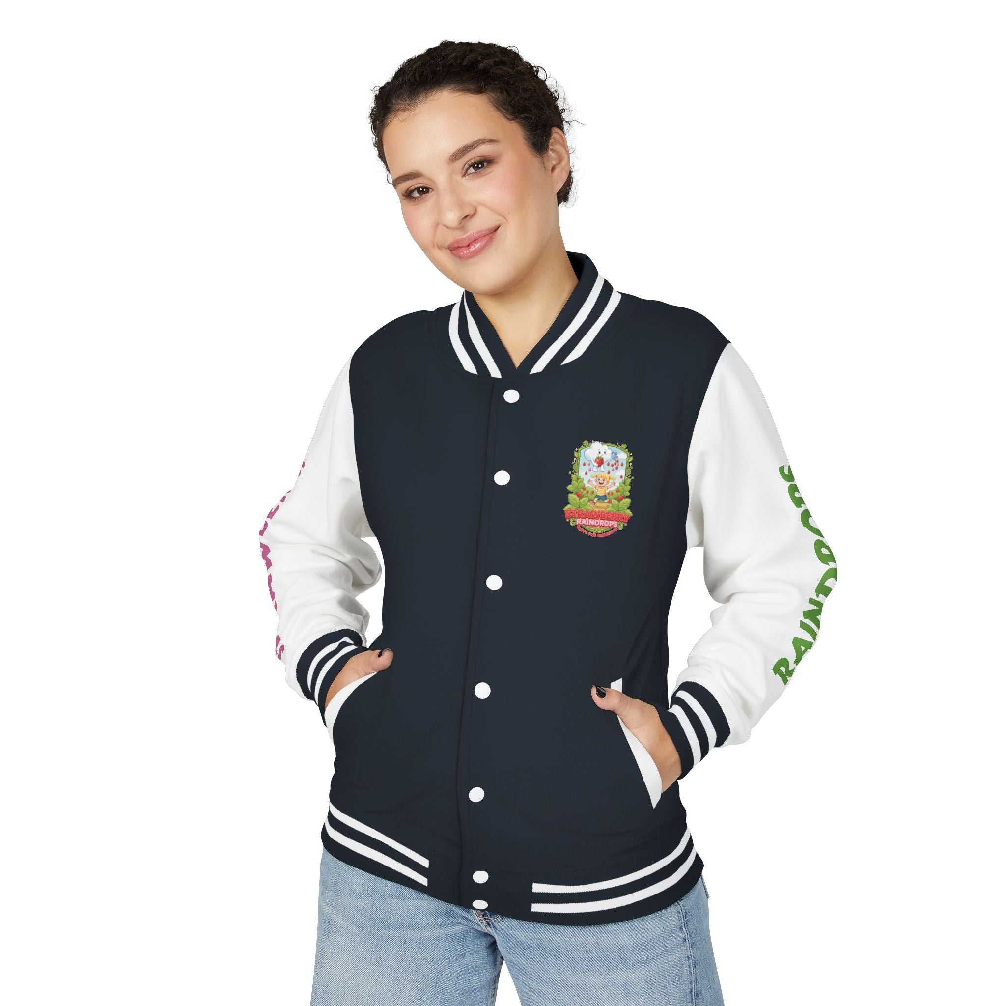 Letterman Jacket —Strawberry Raindrops Back Patch