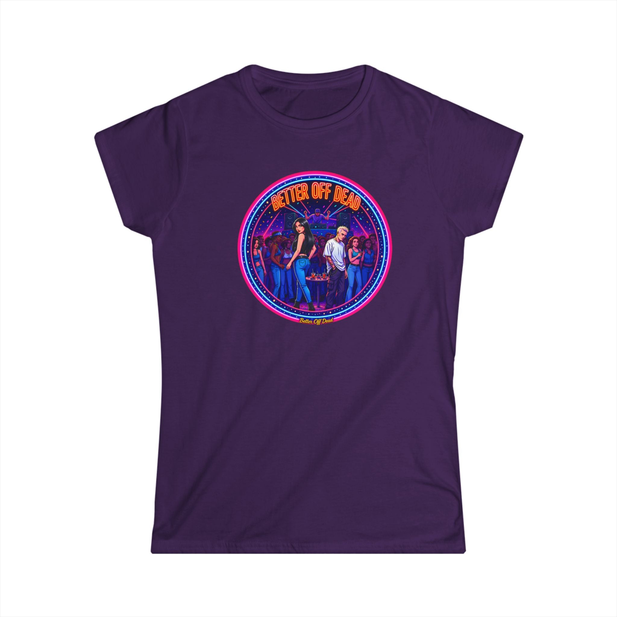 Women's Tee — Retro 'Better Off Dead' Neon Motorcycle Graphic Shirt