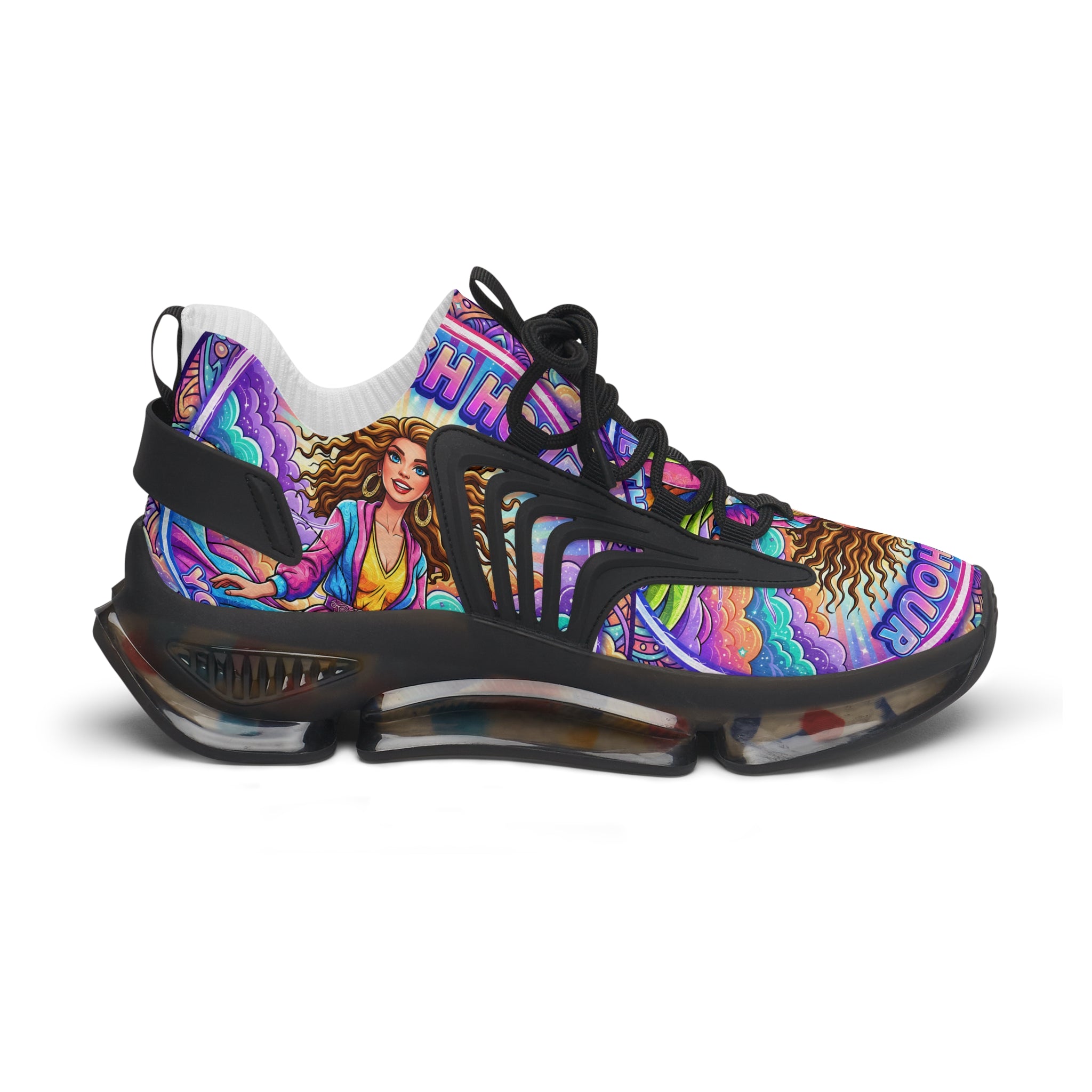 Mesh Sneakers — Vibrant 'Rush Hour' Retro Goddess Athletic Shoes