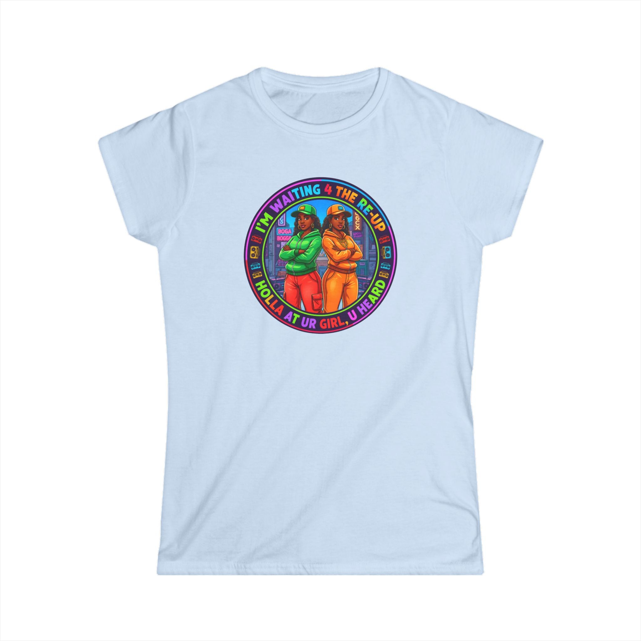 " Im Waiting For The Reup"  Graphic Tee — Retro Rainbow Sisters Women's Shirt