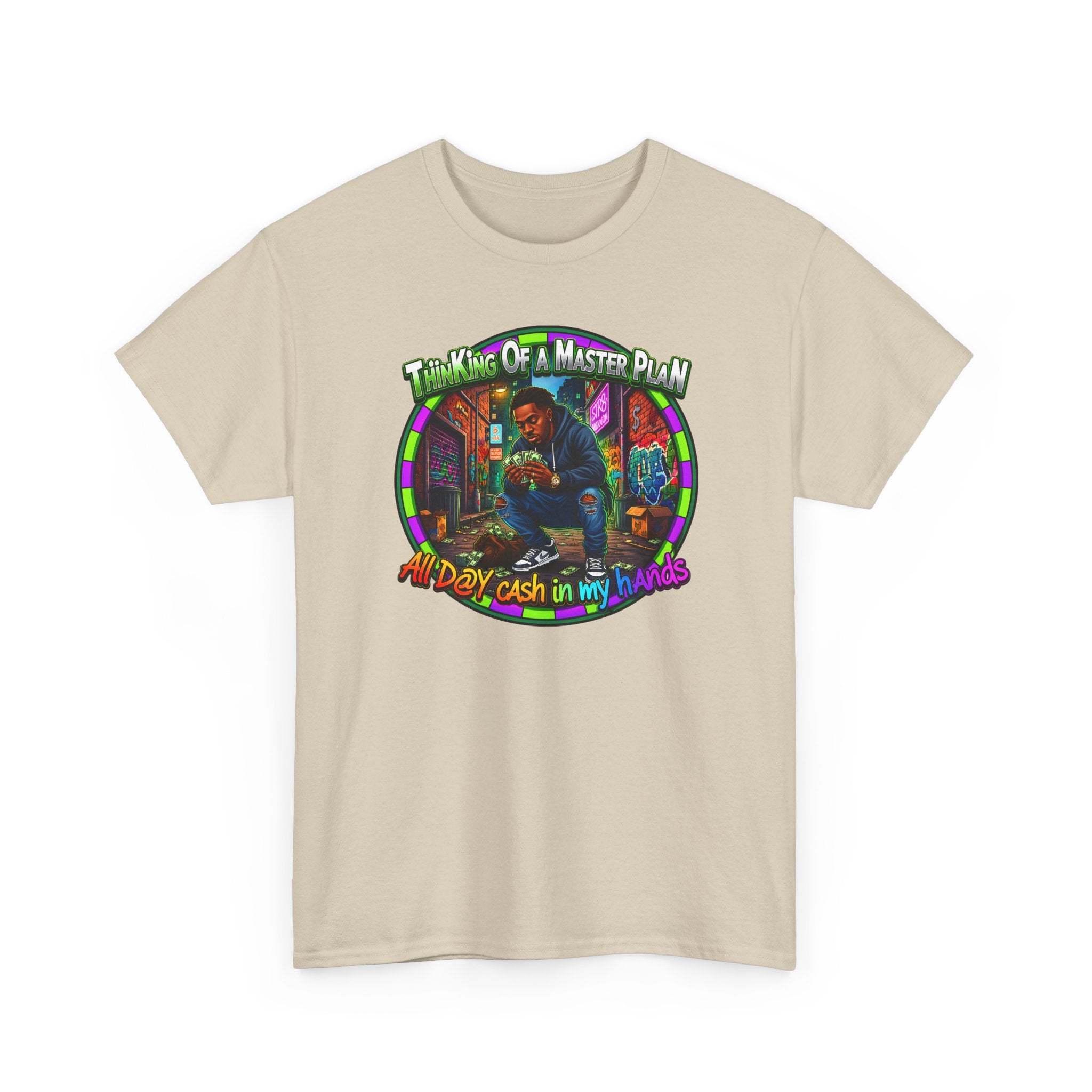 T-Shirt — "Thinking of a Master Plan" Colorful Retro Hip-Hop Graphic Tee