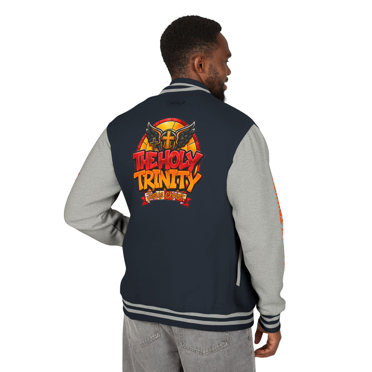 Letterman Jacket — "The Holy Trinity "Graphic Varsity Jacket