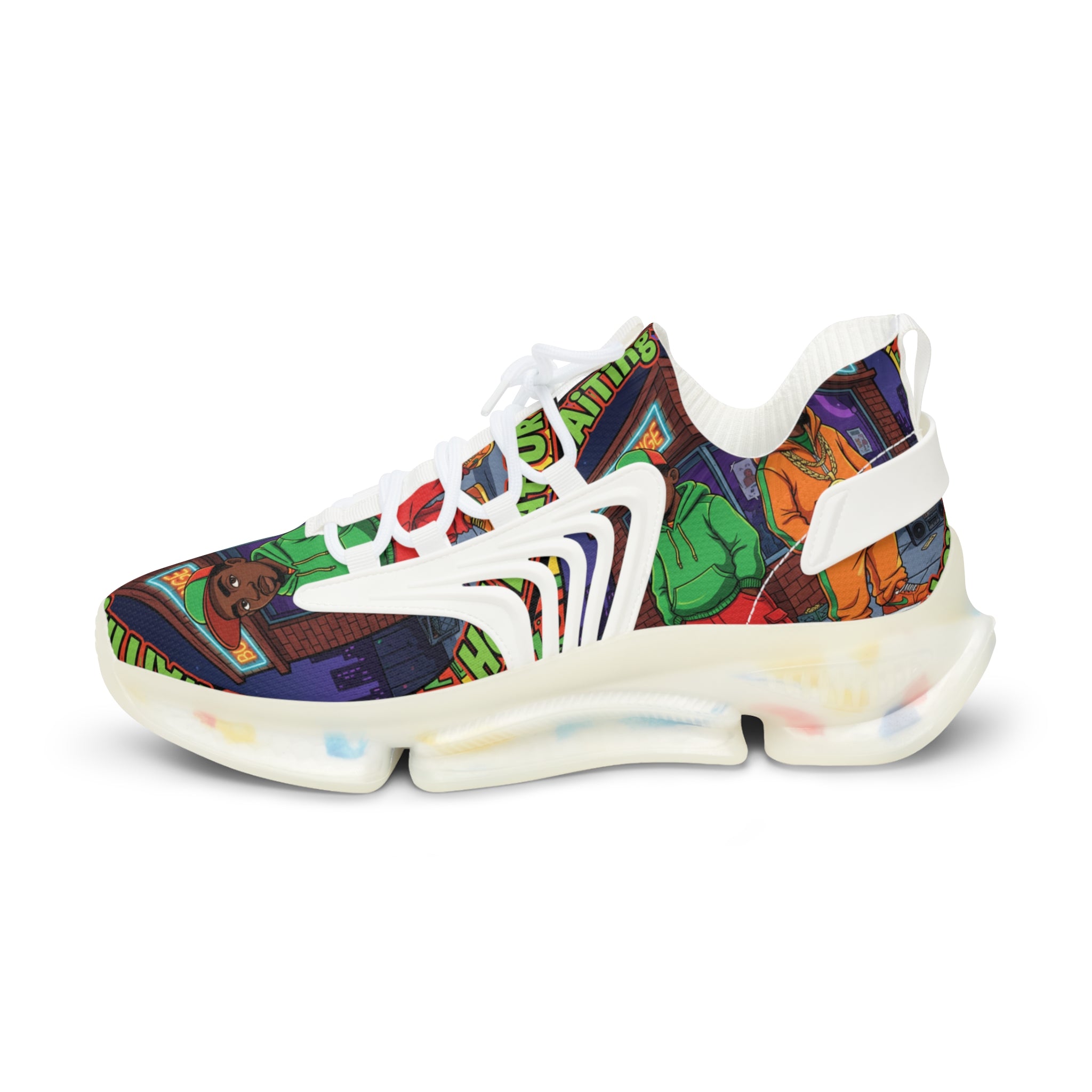 Mesh Sneakers — "I'm Waiting For The Re-Up"Urban Retro Street Art Print Men’s Athletic Shoes
